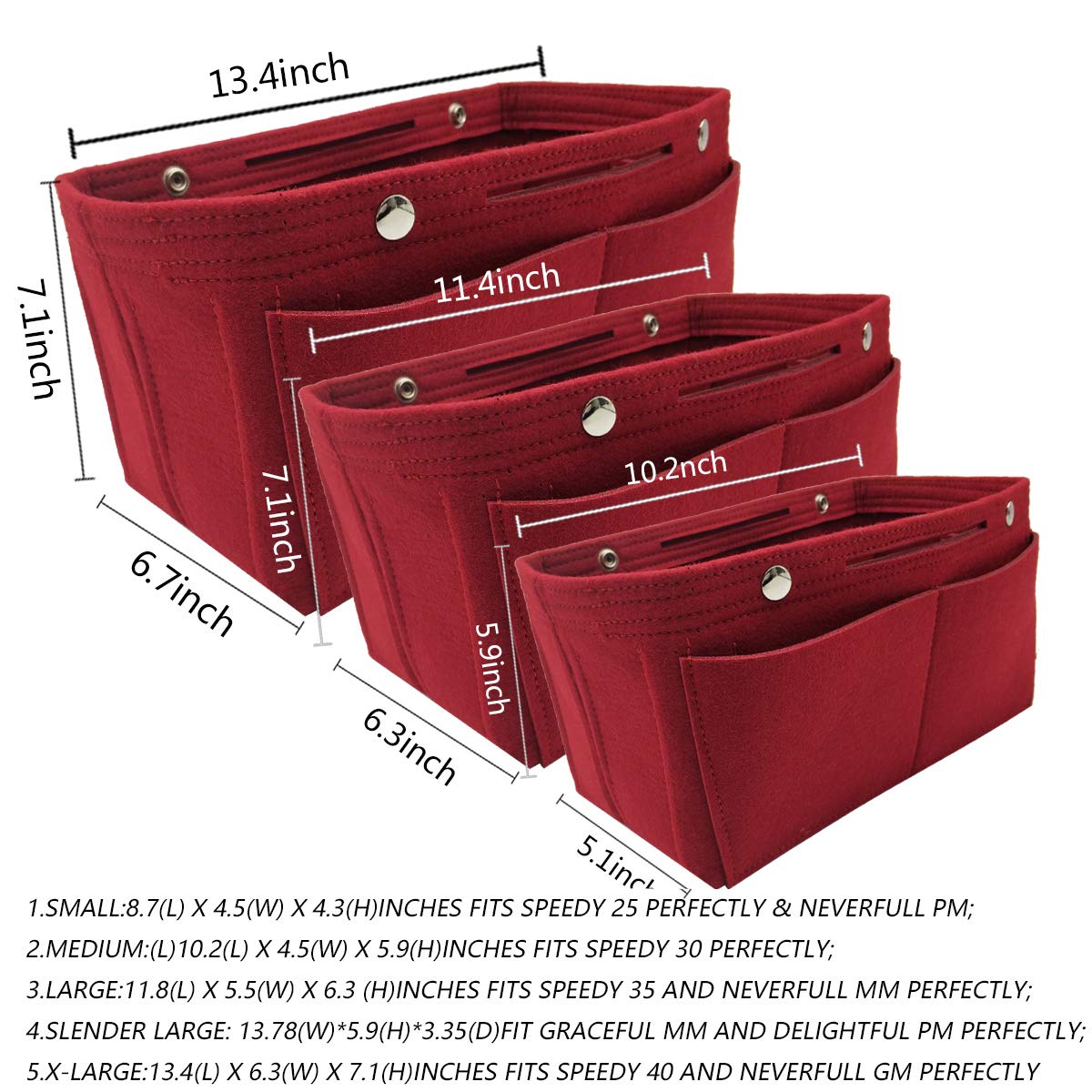 LEXSION Felt Purse Organizer Insert with Multiple Pockets - Handbag Organizer & Shaper for Tote, Shoulder Bags & Crossbody Bags | Perfect for Work, Travel & Daily Use