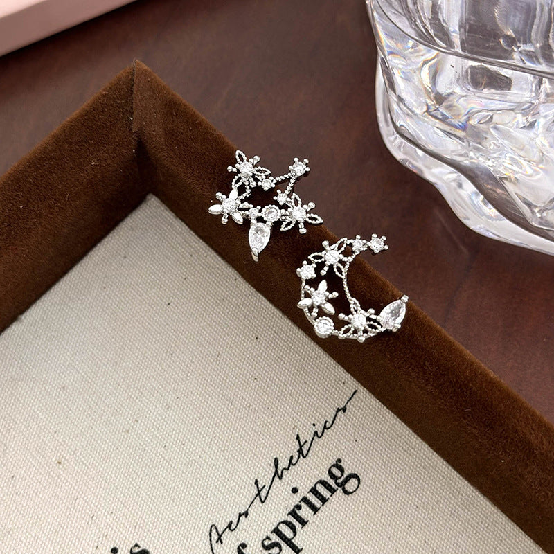 Mismatched Moon and Star Stud Earrings | DMS352 | Trendy Celestial Jewelry for Women | Perfect for Everyday Wear, Parties & Gifts