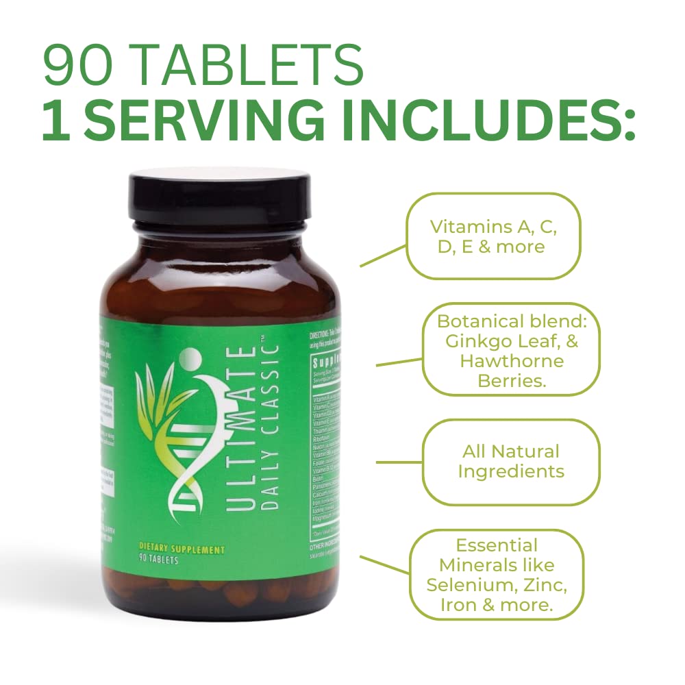 Youngevity Ultimate Daily Classic™ Multivitamin Tablets - Complete Vitamins, Minerals, Amino Acids & Botanicals for Women & Men - 90 Count - Supports Daily Energy & Immune Health for Active Lifestyles