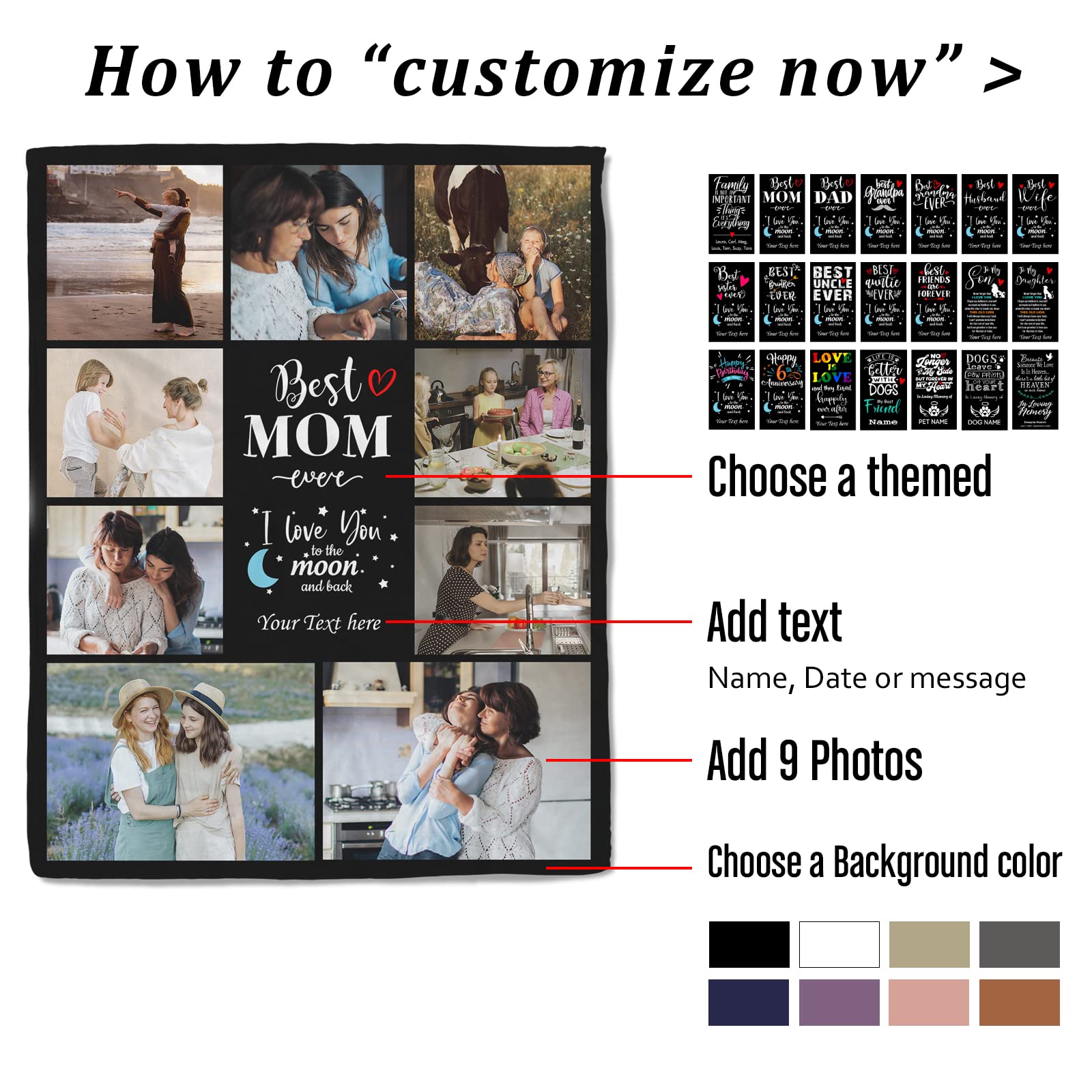 Custom Photo Blanket 60x80 - Personalized Collage Gift for Family & Pets - Perfect for Christmas & Weddings