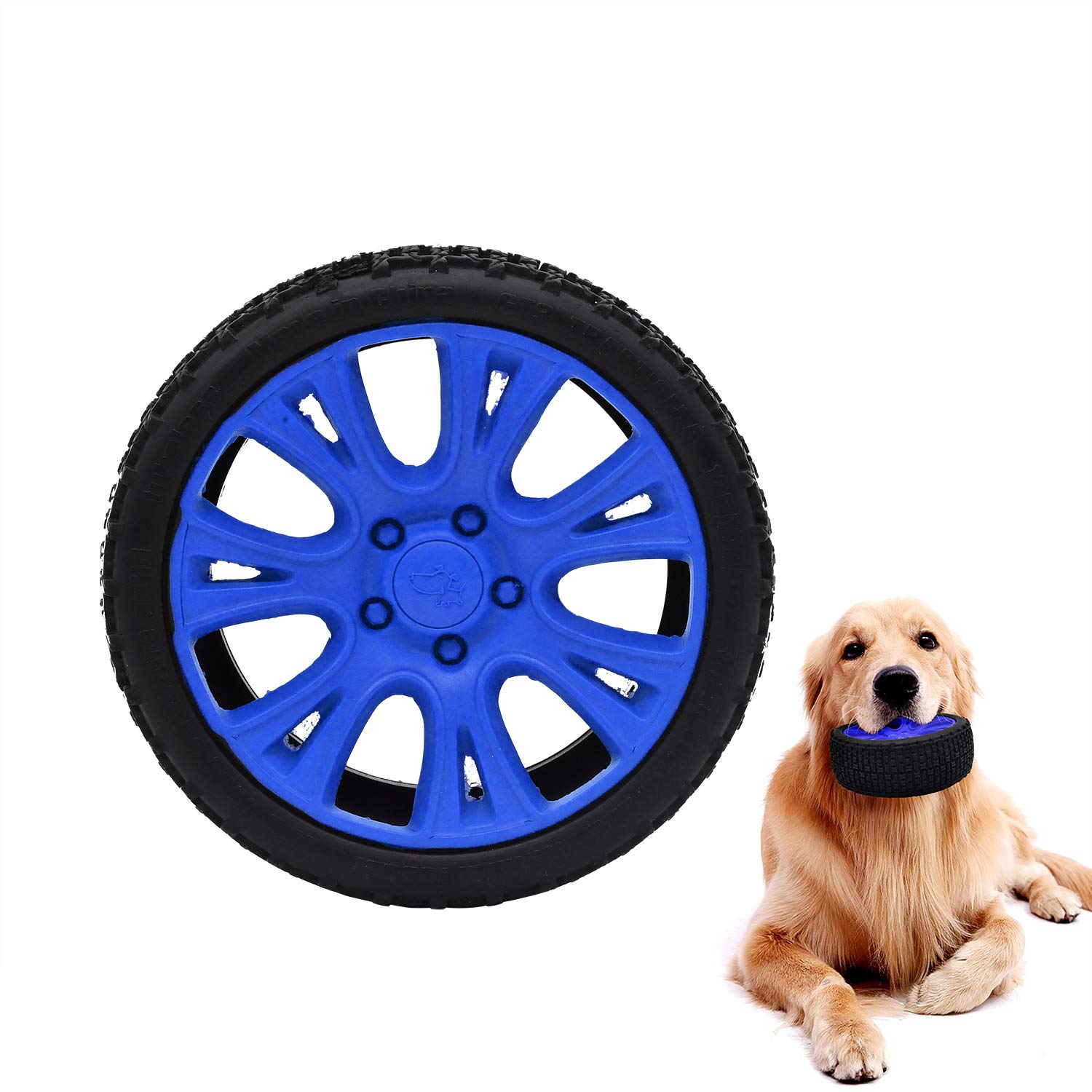 Durable Indestructible Rubber Dog Chew Toy for Aggressive Chewers - PETOPIA Tire-Shaped Treat Dispenser for Small, Medium & Large Dogs (Blue) | Great for Teething, Boredom Relief & Interactive Play