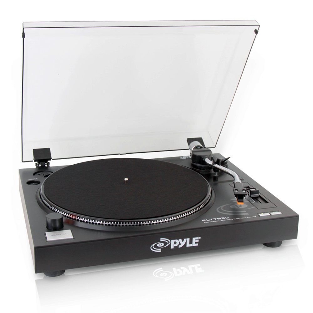 Pyle PLTTB3U Belt Drive USB Turntable with Recording & Digital Software - Convert Vinyl to MP3, Play Records with Built-in Speakers - Perfect for Home DJing, Music Archiving & Vintage Audio Enthusiasts
