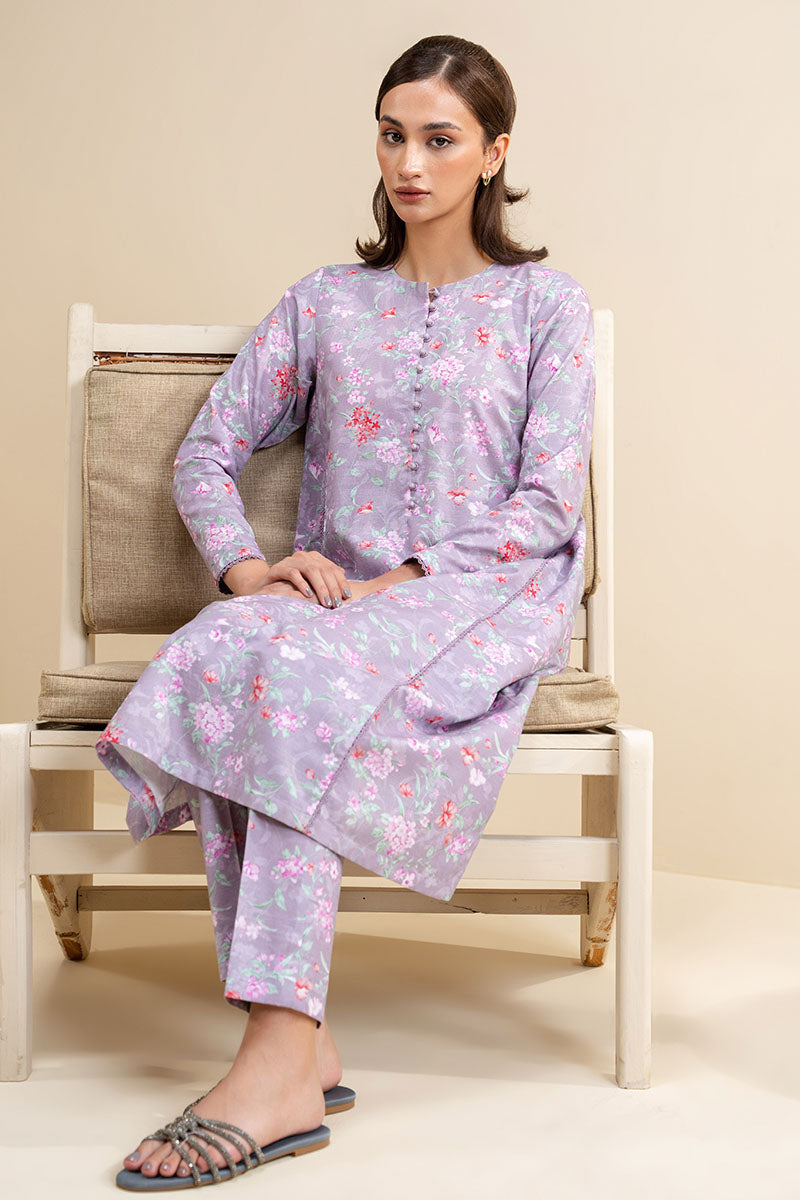 MAUVE HAZE 2-Piece Printed Khaddar Suit Set | Traditional Pakistani Cotton Outfit for Women | Perfect for Weddings, Parties & Special Occasions