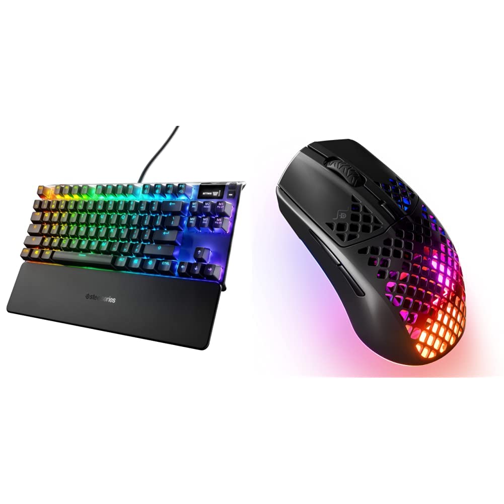 SteelSeries Apex Pro TKL Keyboard & Aerox 3 Mouse - 18K CPI Sensor for Pro Gaming