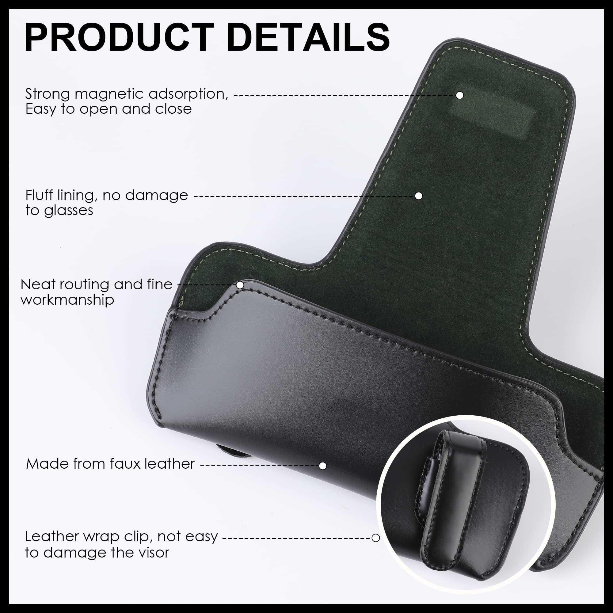 Premium Leather Car Visor Sunglass Holder - Universal Eyeglasses Storage Case for Sun Glasses & Reading Glasses - Perfect for Road Trips, Commuting & Daily Driving Accessories