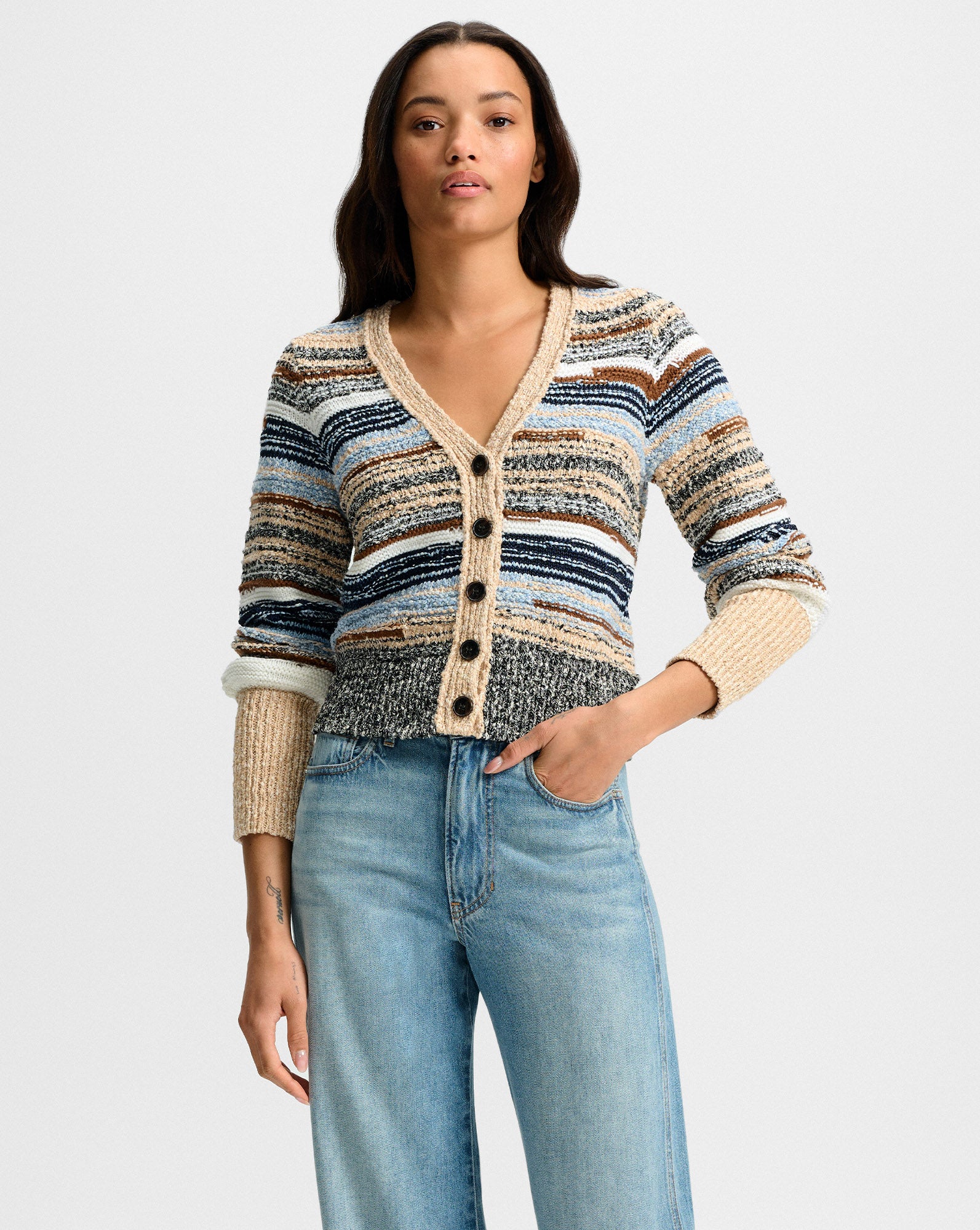 Stylish Cecily Striped Cardigan for Women - Cozy Knit Sweater with Long Sleeves | Perfect for Fall & Winter Layering, Office Wear & Casual Outfits