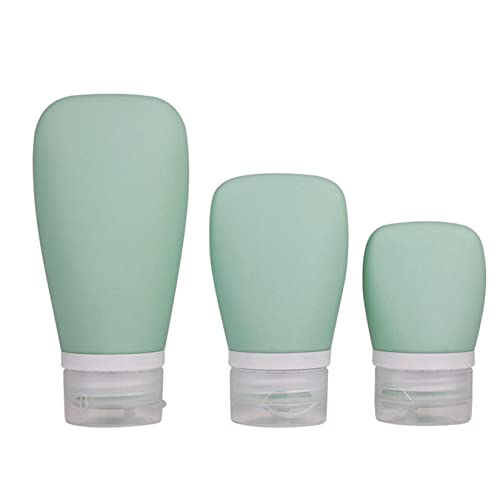 3-Piece Silicone Travel Bottle Set for Shampoo, Lotion & Cosmetics | Leak-Proof Portable Containers | TSA Approved for Airplane Carry-On | Perfect for Gym, Vacation & Toiletry Storage