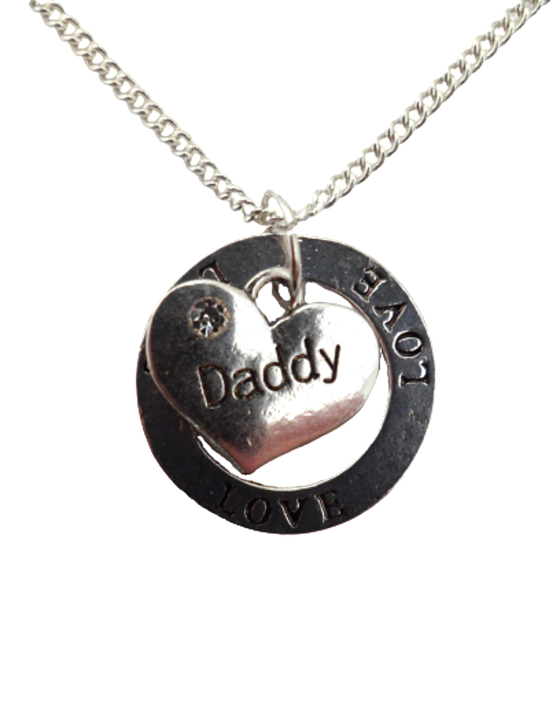 Sterling Silver Plated Heart Pendant Necklace for Dad - Elegant Circle Ring Charm with Gemstone, Perfect Gift for Father's Day, Birthday & Anniversary - Ideal for Casual Wear, Date Nights & Special Occasions