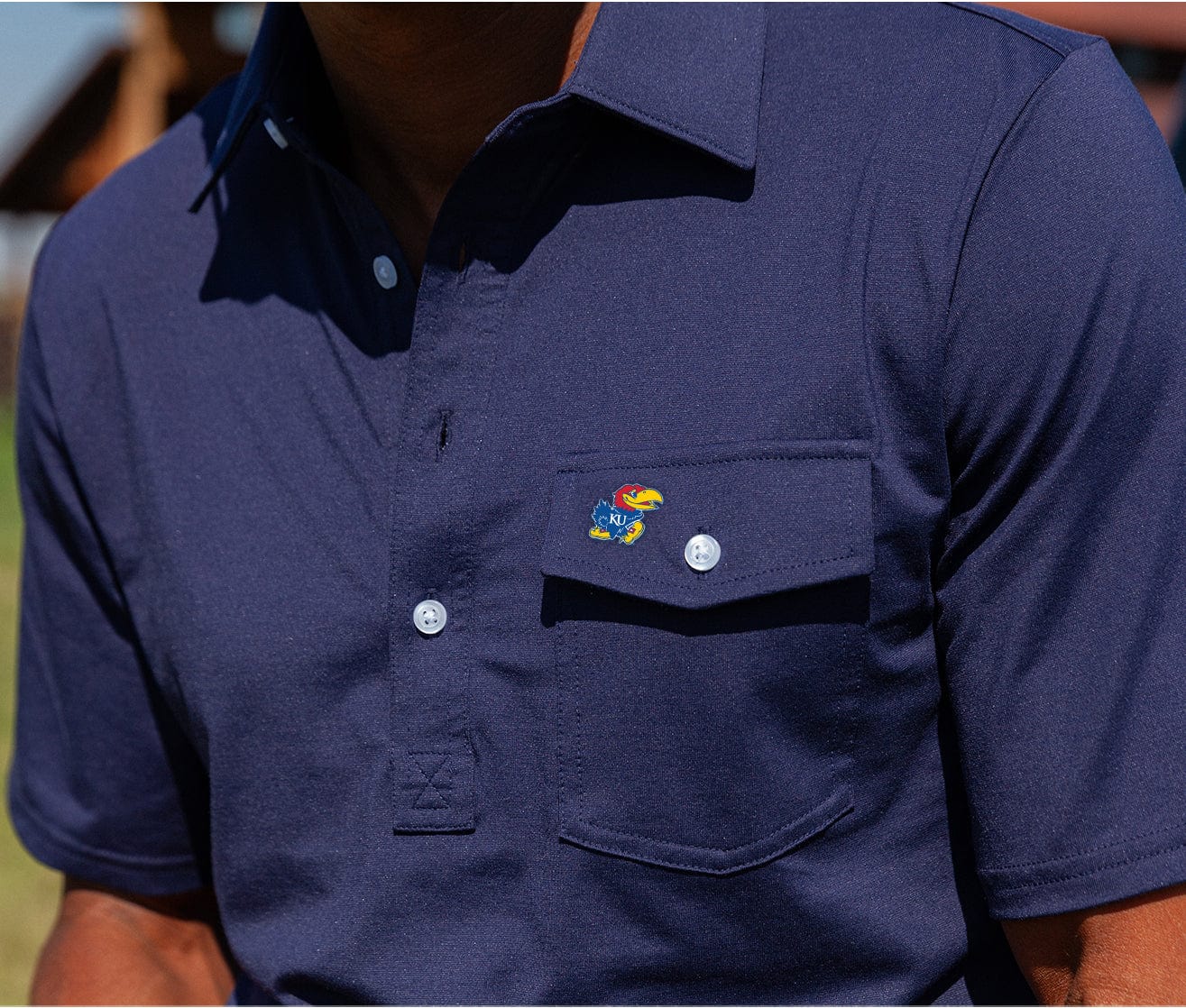 Kansas Jayhawks Coach's Performance Players Shirt - Navy Blue - Perfect for Basketball Games, Team Events & Fan Apparel