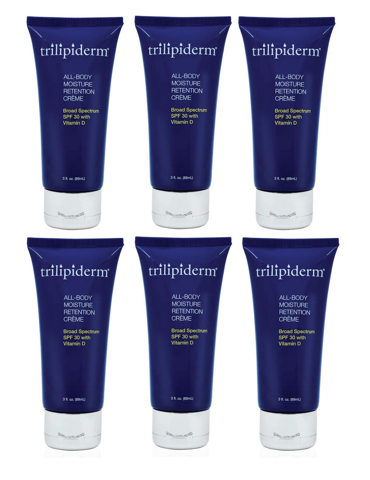 Trilipiderm 3oz TSA Travel Size 6-Pack All-Body Moisturizer with SPF 30 - Hydrating Lotion for Body, Face, Hands & Feet - Perfect for Travel, Gym & Daily Skincare Routine