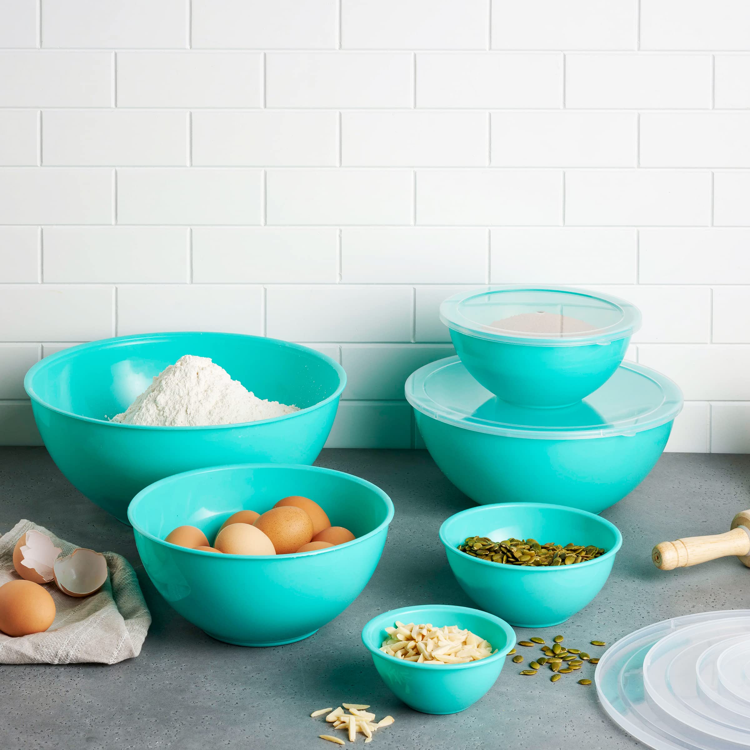 12-Piece Plastic Mixing Bowls with Airtight Lids - Nesting Space Saving Design for Cooking, Baking, Food Prep & Storage | Perfect for Kitchen, Meal Prep & Leftovers