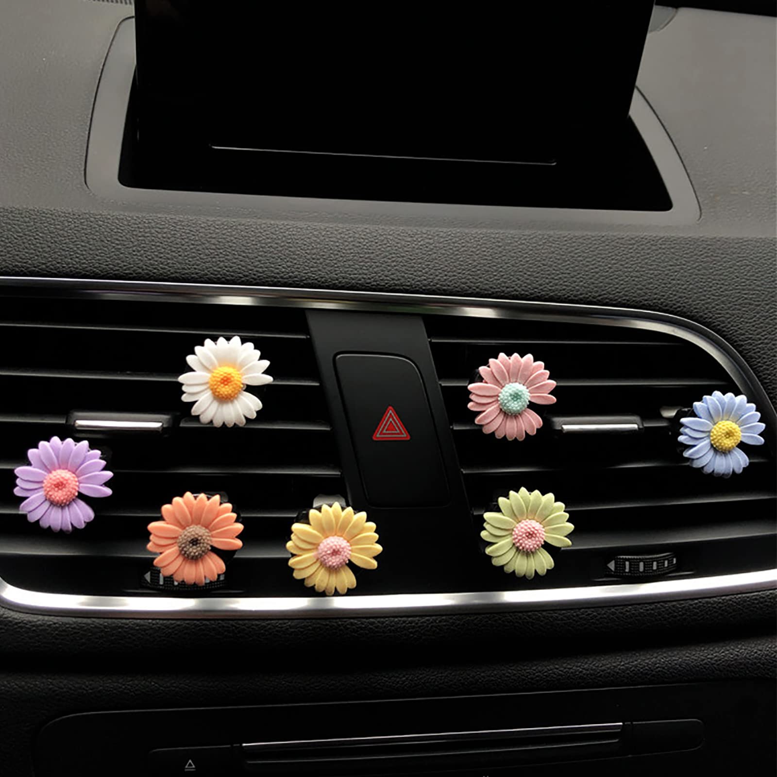 2 Pack Daisy Flower Car Air Vent Clips - Cute Boho Car Air Freshener Decorations for Women & Girls - Perfect for Home, Office, and Travel Accessories