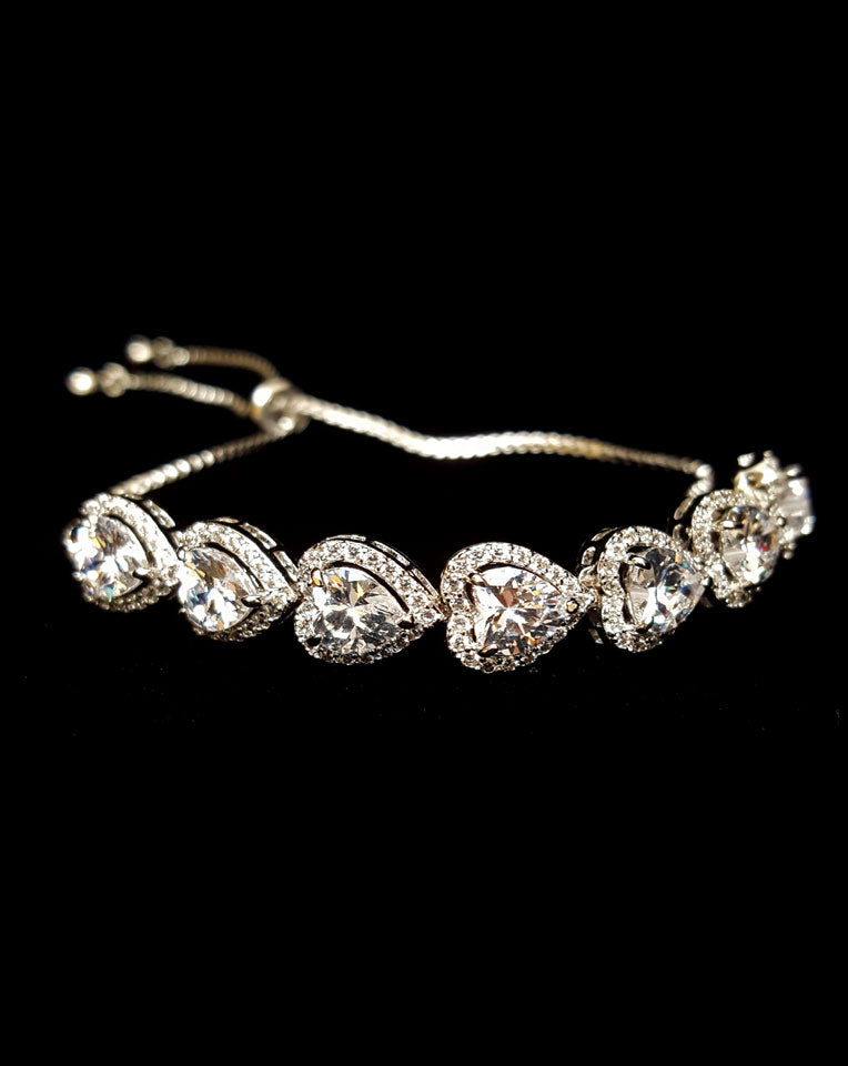 Elegant Kezani LOVE Bracelet - Heart Crystal with Halo Design for Bridal & Wedding Jewelry | Perfect for Bridesmaid Gifts, Anniversary, and Romantic Occasions