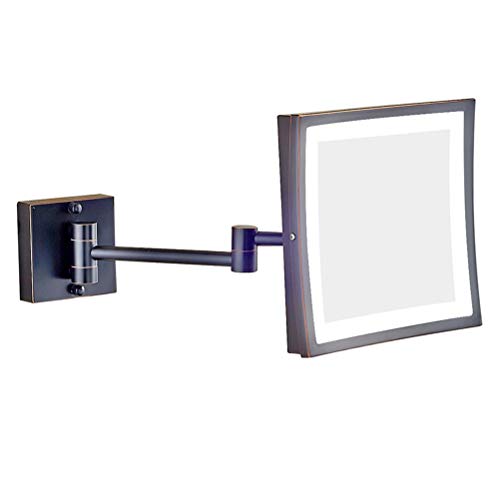 Square LED Makeup Mirror with 3X Magnification - Foldable, Retractable & Rotatable Single-Sided Stainless Steel Vanity Mirror for Professional Makeup Application, Skincare Routine and Travel Use