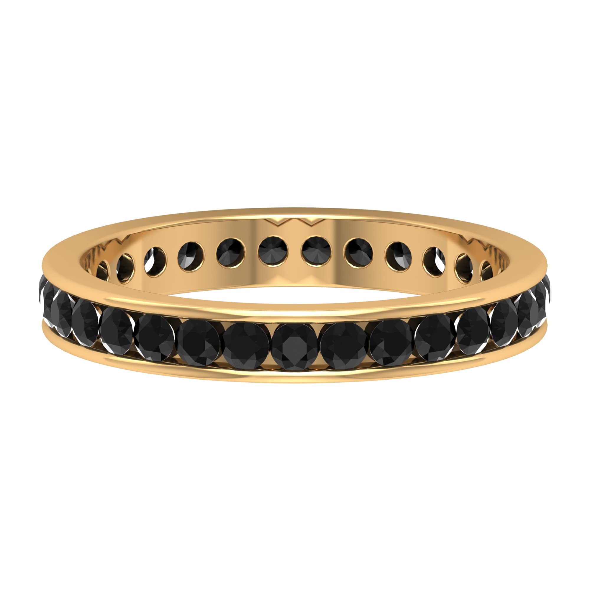 14K Solid Gold Black Onyx Eternity Band Ring - 1 CT Genuine Black Onyx Channel Set Full Eternity Ring, December Birthstone Jewelry for Women | Perfect for Anniversaries, Birthdays & Special Occasions