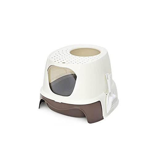 Top Entry Enclosed Cat Litter Box with Odor Control - Splash Proof Large Plastic Litter Tray with Drawer for Easy Cleaning | Perfect for Small Spaces & Multi-Cat Homes (Color A)