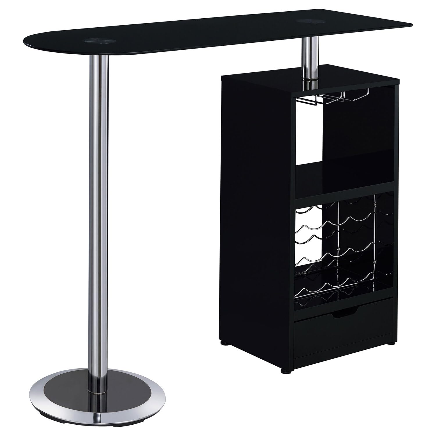 Black Bar Table with Wine Storage - Coaster Furniture 120451 | Perfect for Home Bars, Dining Rooms & Entertaining Spaces