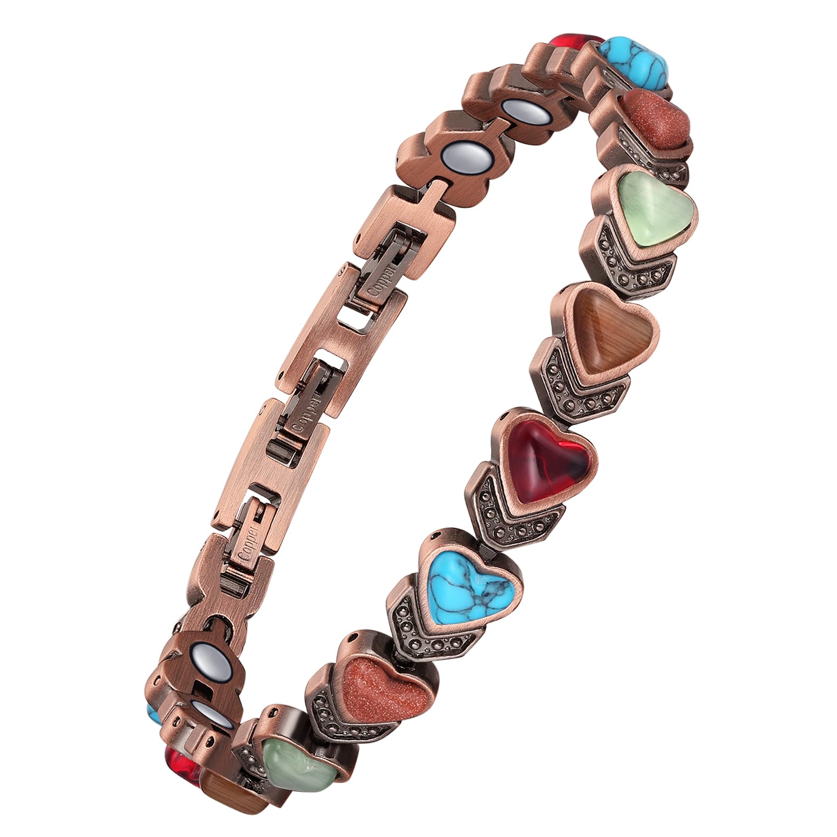 Jecanori Copper Magnetic Bracelets for Women - 3800 Gauss Ultra Strength Magnets with Adjustable Sizing Tool | Pain Relief & Wellness Jewelry for Arthritis, Circulation & Everyday Wear