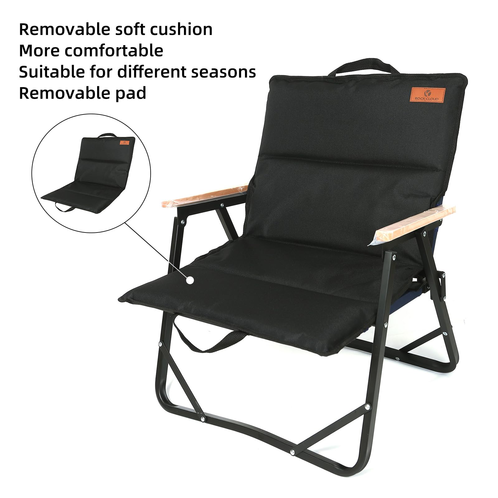 ROCK CLOUD Portable Folding Camping Chair - Lightweight Low Beach Chair for Outdoor Activities, Camping, Lawn, Hiking, Sports & Hunting - Includes Removable Soft Pad (Perfect for Backyard, Beach, Picnics & Tailgating)