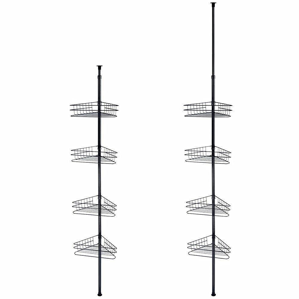 4-Tier Metal Shower Corner Caddy - Space-Saving Bathroom Wall Storage Shelf for Shampoo, Soap & Towels - Rustproof Bathroom Organizer with Adjustable Height - Perfect for Small Bathrooms, Apartments & Dorm Decor
