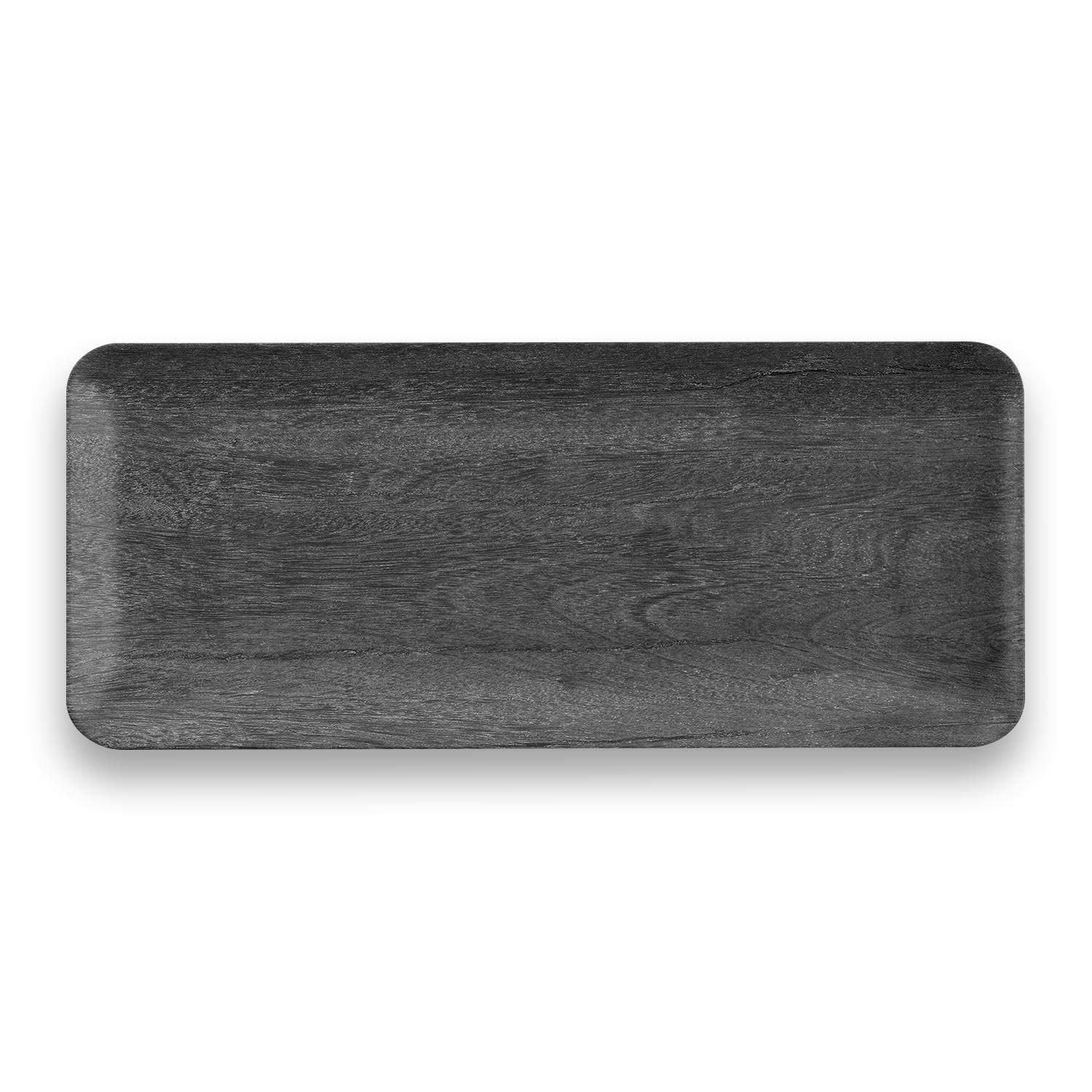 Eco-Friendly Blackened Wood Rectangular Serving Tray - 17.8 x 7.5 Inches, Shatterproof Melamine for Indoor & Outdoor Use - Perfect for Dining, Entertaining, and Home Decor