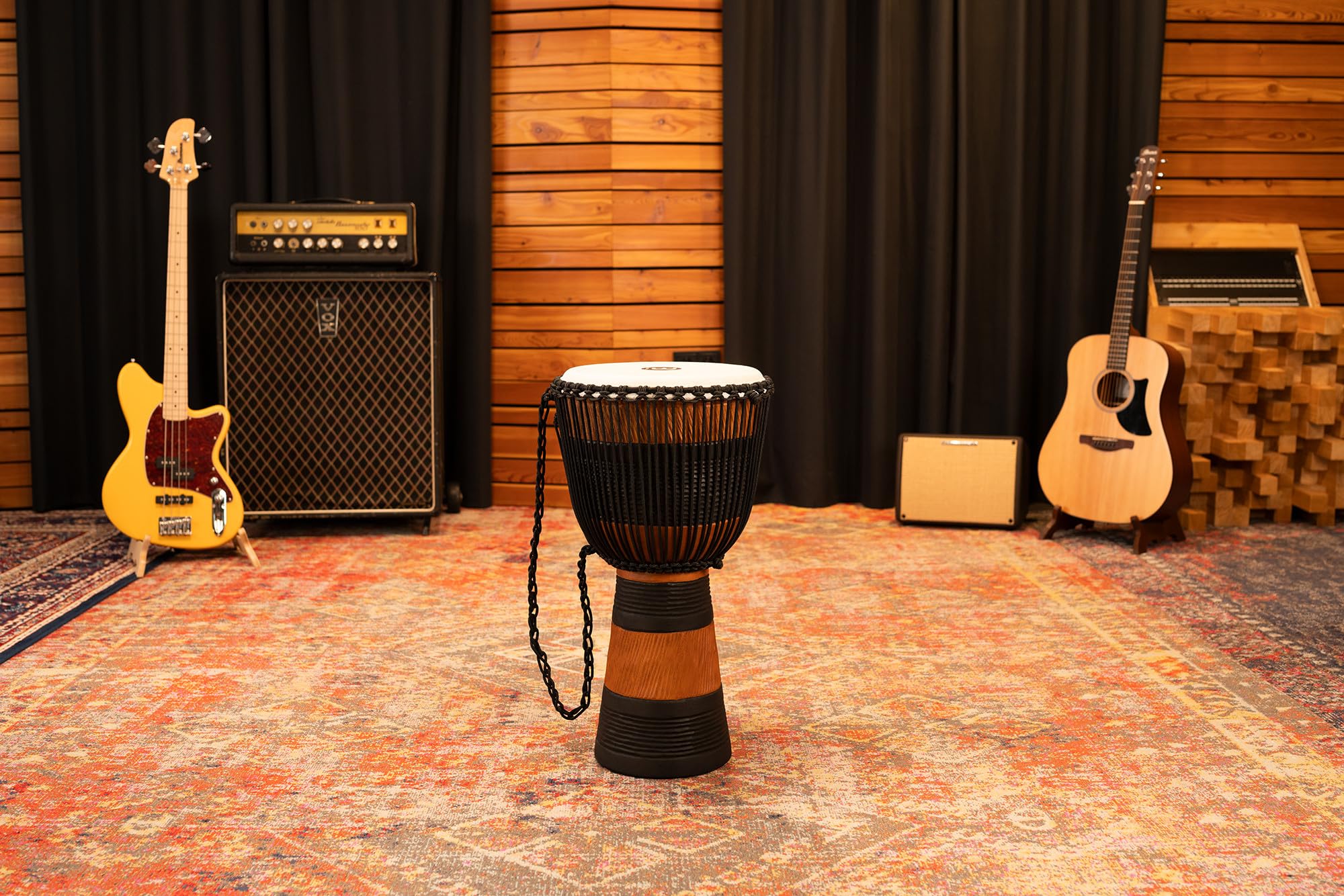 Meinl Percussion ADJ3-L+BAG 12-Inch African Style Wood Djembe Drum with Rope Tuning & Carrying Bag - Brown/Black - Perfect for Live Performances, Drum Circles & Music Therapy