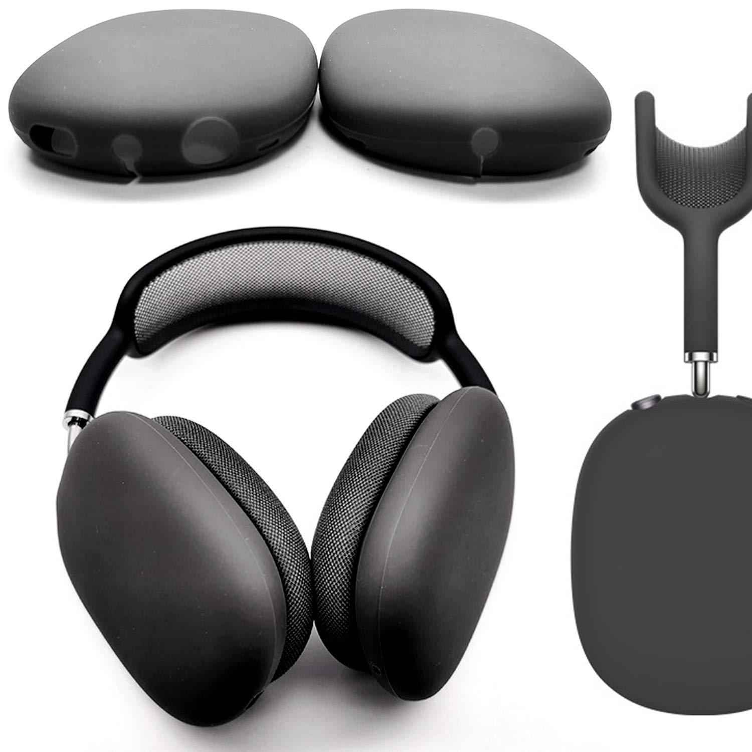 AirPod Max Silicone Ear Pads - Black, Comfortable & Durable for Travel & Work