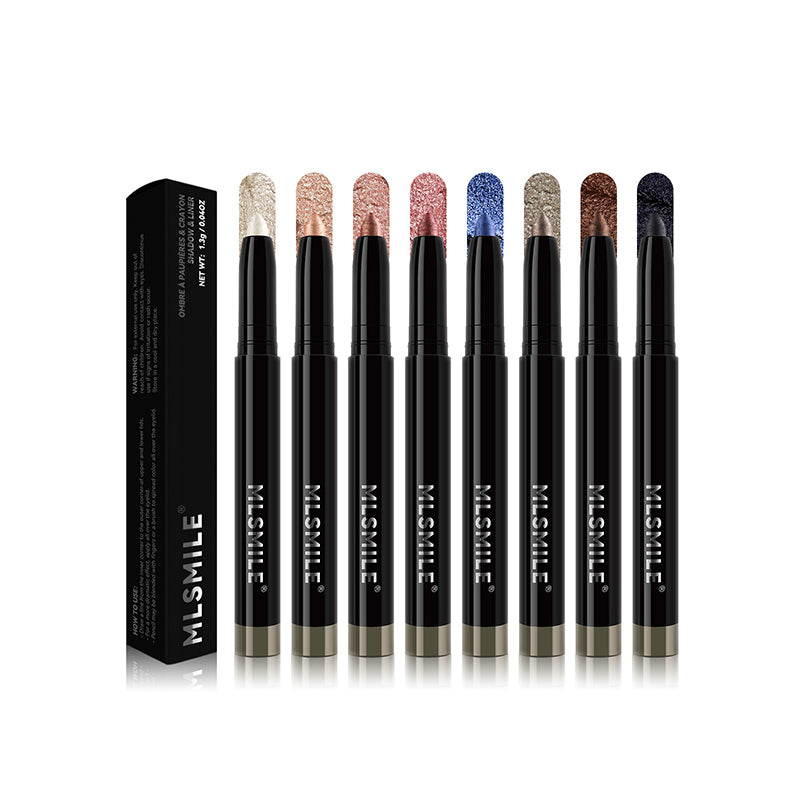 MLSMILE 8 Color Shimmer Eyeshadow Sticks - Long Lasting Waterproof Eye Makeup for Women, Easy to Apply Cream Eyeshadow for Day & Night Looks - Perfect for Parties, Weddings and Everyday Wear