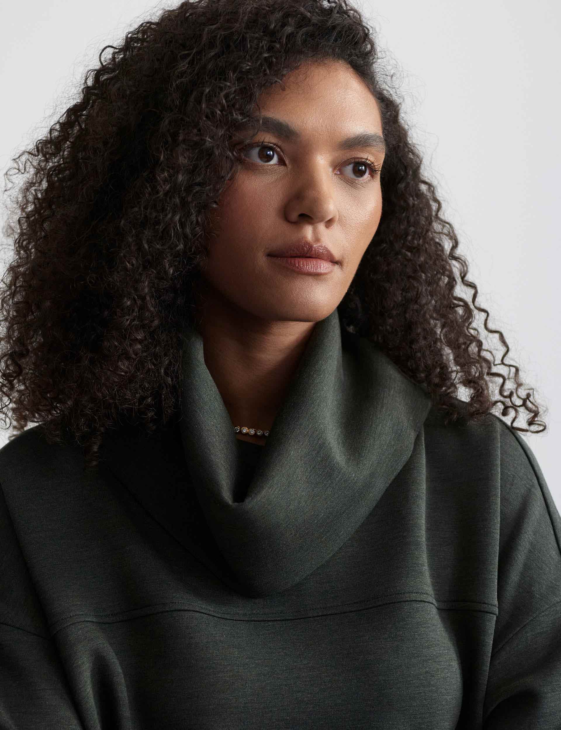 Priya Women's Longline Sweatshirt - Olive Marl Color | Soft & Comfortable Pullover for Casual Wear, Lounge, and Outdoor Activities
