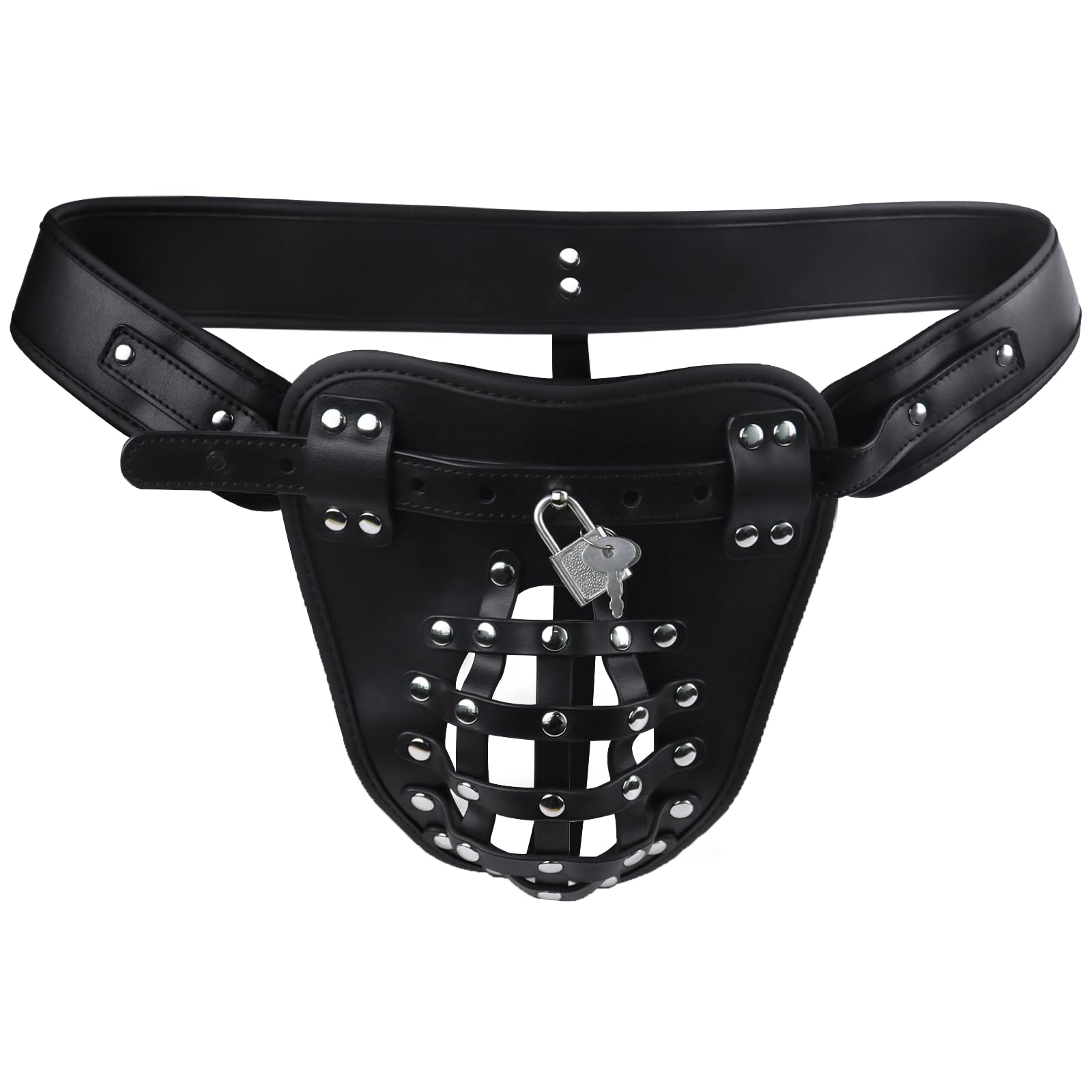 Men's Adjustable Leather Chastity Belt with Cock Cage - BDSM Sex Toy for Couples Play, Breathable Comfortable Design for Enhanced Intimacy | Premium Adult Toy for Roleplay, Bondage & Spicing Up Relationships
