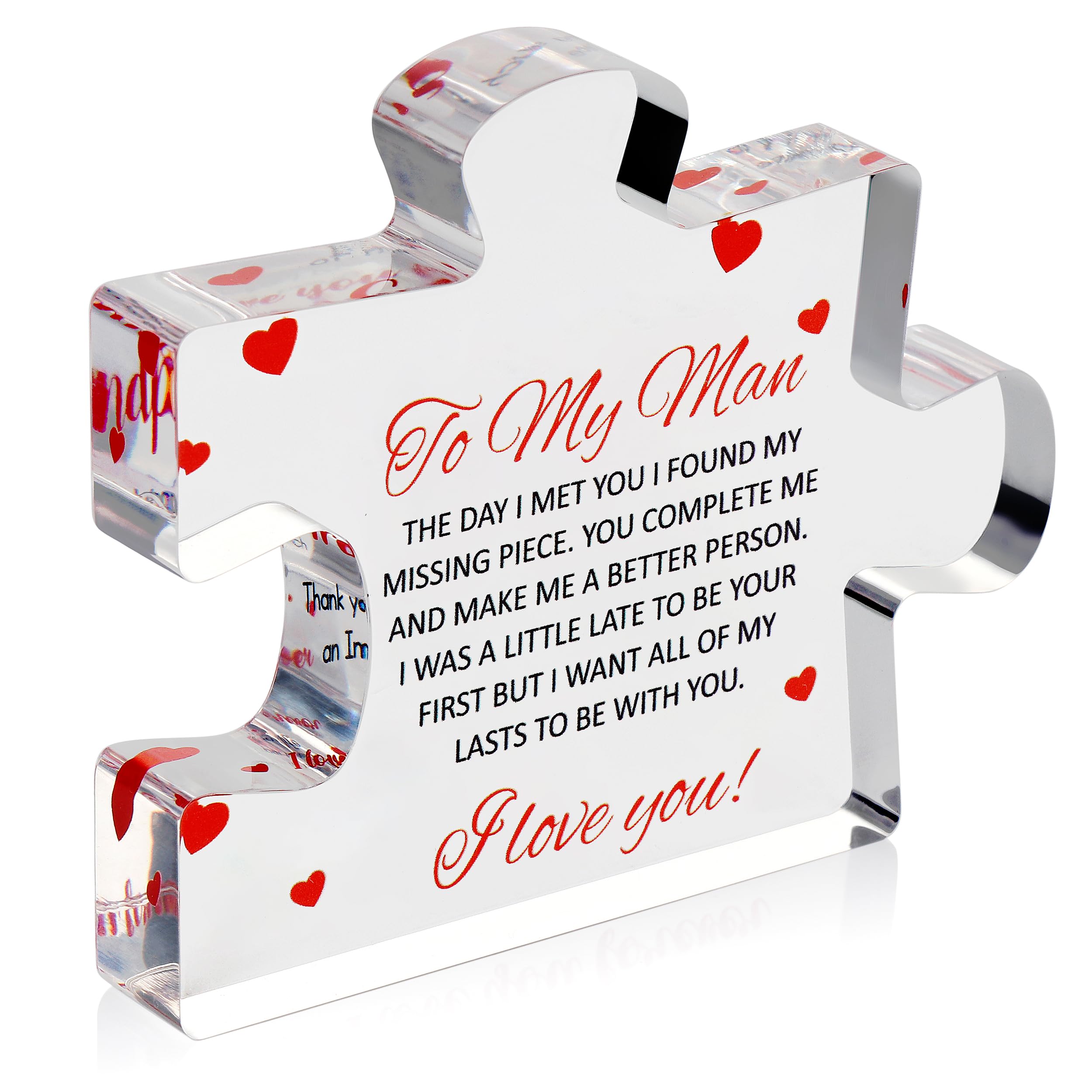Personalized Engraved Acrylic Block Puzzle - Unique Valentine's Day Gifts for Him, Anniversary Present for Husband, Birthday Gift for Fiance & Boyfriend - Romantic Wedding Couple Gift Idea for Date Night & Home Decor