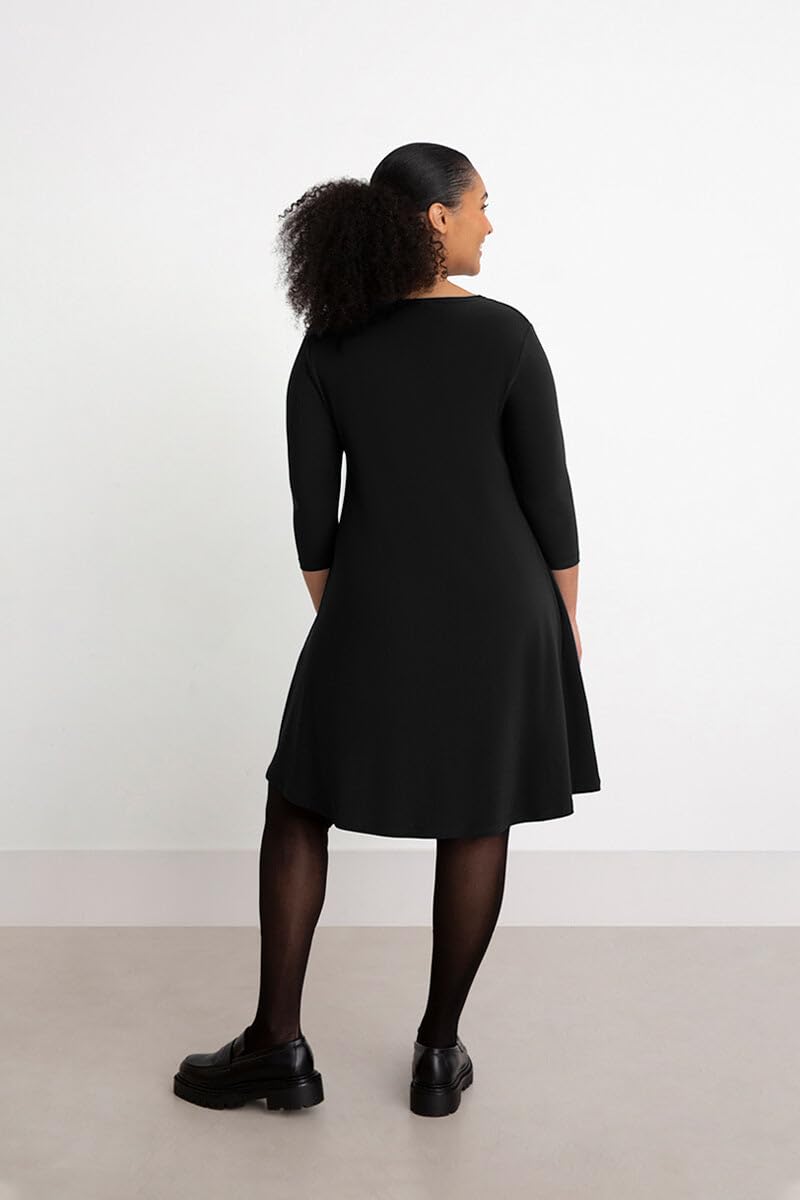 Elegant Black Trapeze Dress - Short Sleeve A-Line Mini Dress for Women | Perfect for Cocktail Parties, Date Nights & Summer Outfits