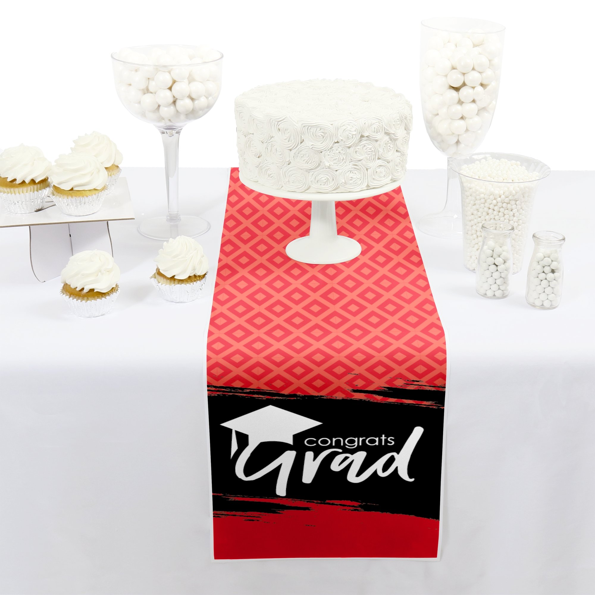 Best is Yet to Come Red Graduation Party Table Runner - 12 x 60 Inch Petite Paper Decor for Graduation Ceremony, Banquet & Celebration Decorations