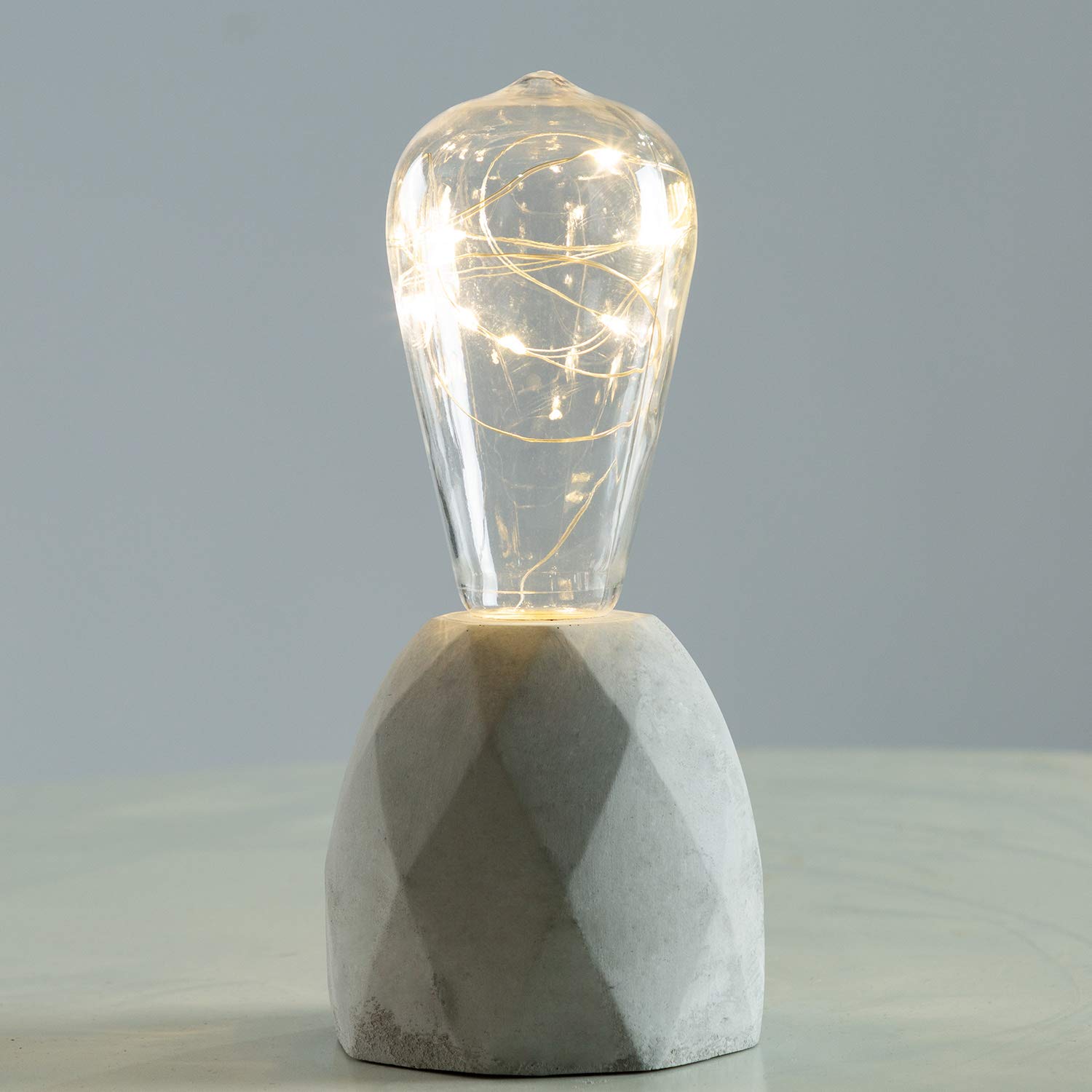 Walsport Industrial Table Lamp with Edison Bulb - Concrete Grey Base Nightstand Bedside Lamp, Minimalist Design for Cafe, Home Office & Bedroom Decor - Perfect Christmas & Birthday Gift for Home & Shop Lighting