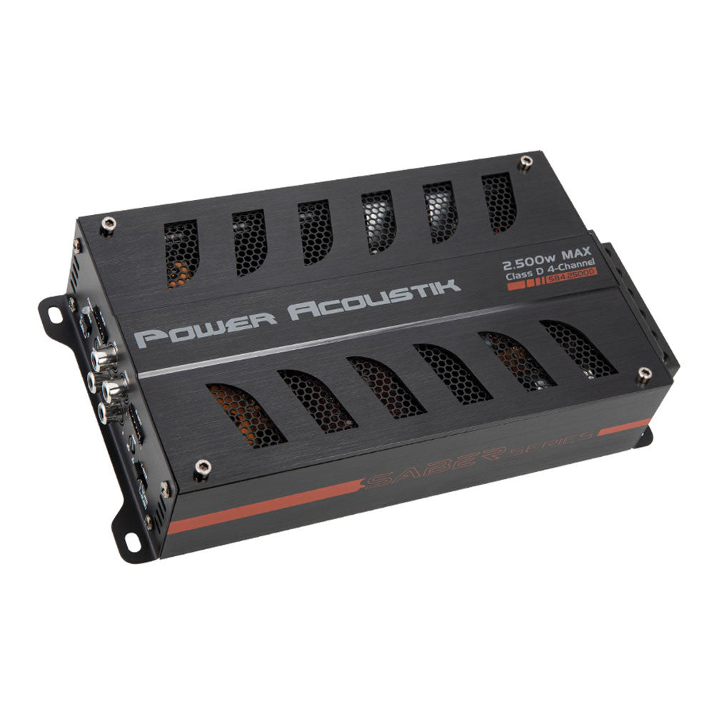 Power Acoustik SB4.2500D 2500W Peak (450W RMS) SABER Series Class D 4 Channel Car Amplifier - High Power Audio System for Trucks, SUVs and Custom Car Stereo Upgrades