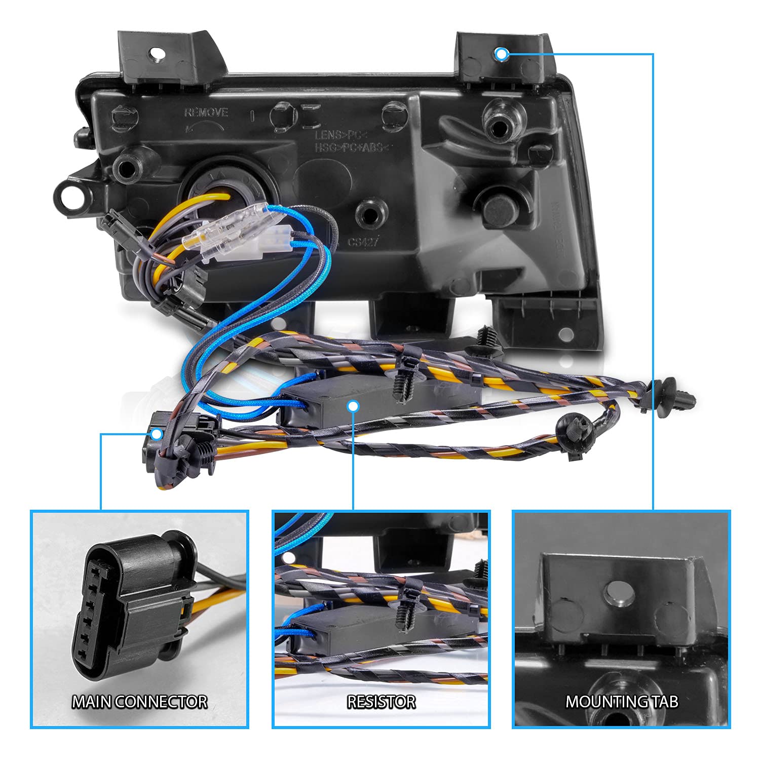 AmeriLite LED Bumper Lights for 2018-2020 Jeep Wrangler JL Sport & Sport S Models - Smoked Sequential Turn Signals with DRL - Upgrade Your Halogen Headlights for Off-Road & Night Driving