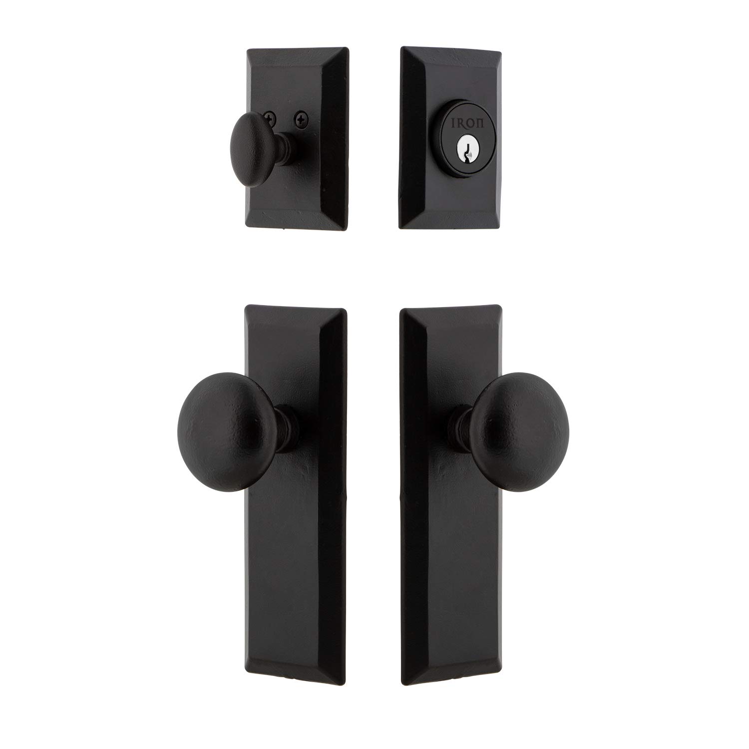 657337 Black Iron Plate Keep Knob Combo Pack - 2.375