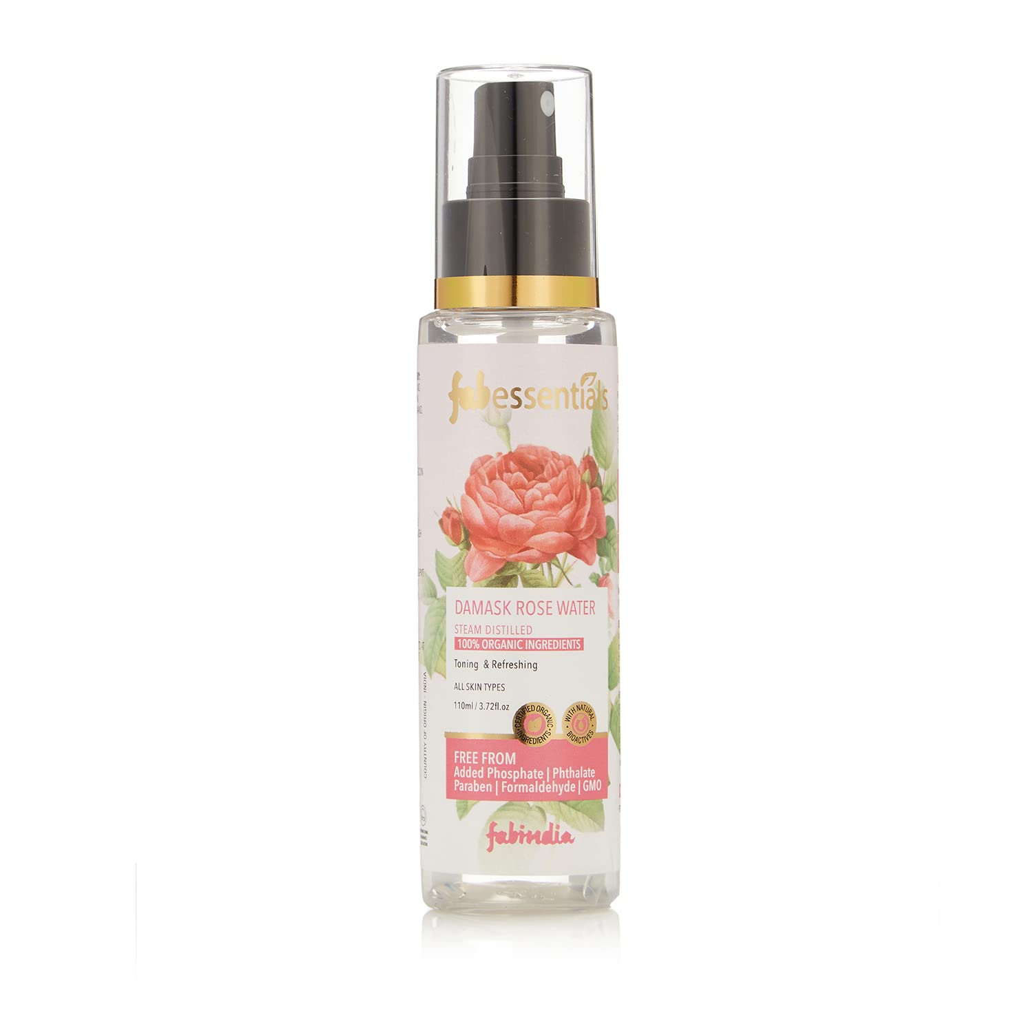 Fabessentials Pure Damask Rose Water Facial Toner & Hydrating Mist - 110ml | Natural Gulab Jal for Glowing Skin | Refreshing Face Spray for Deep Hydration & Skin Toning | Perfect for Daily Skincare Routine, Post-Workout Refresh & Makeup Setting