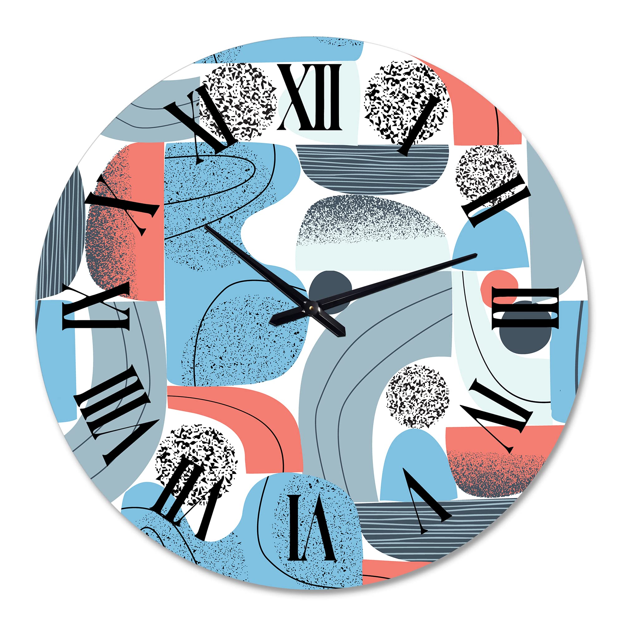 Abstract Sun and Moon Wall Clock - Modern Retro Design for Kitchen, Living Room & Office Decor - Large Fractal Art Clock with Unique Geometric Shapes