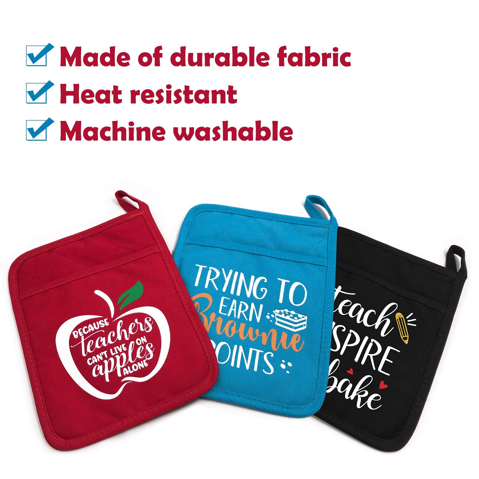 Funny Teacher Potholders - Heat Resistant Oven Mitt with Pocket - Great for Appreciation Gifts & Christmas