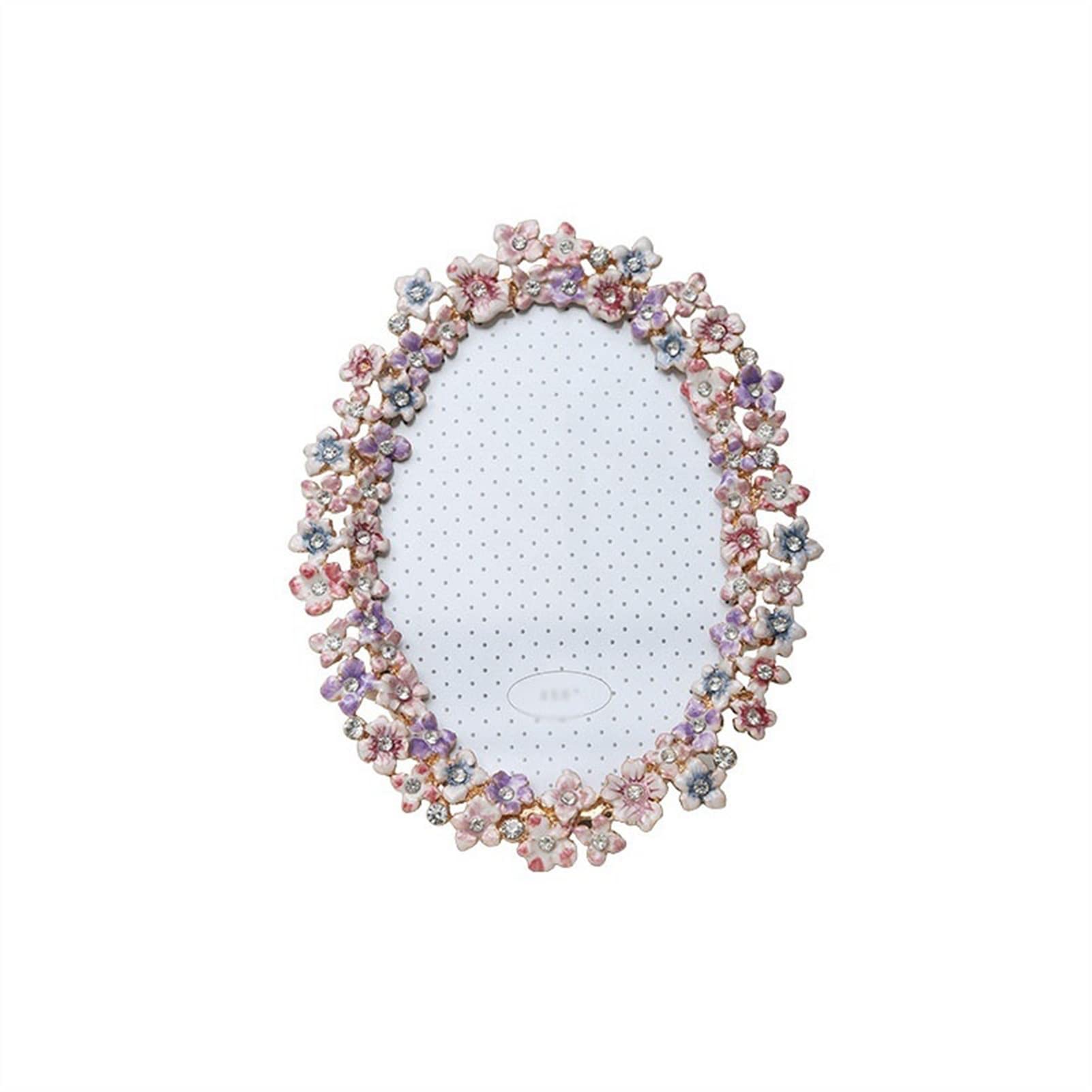 Vintage Metal Photo Frame Set - Embossed Oval Floral Design with Diamond Accents for Wall or Desktop Display | Perfect for Home Decor, Wedding Photos, and Gift Giving