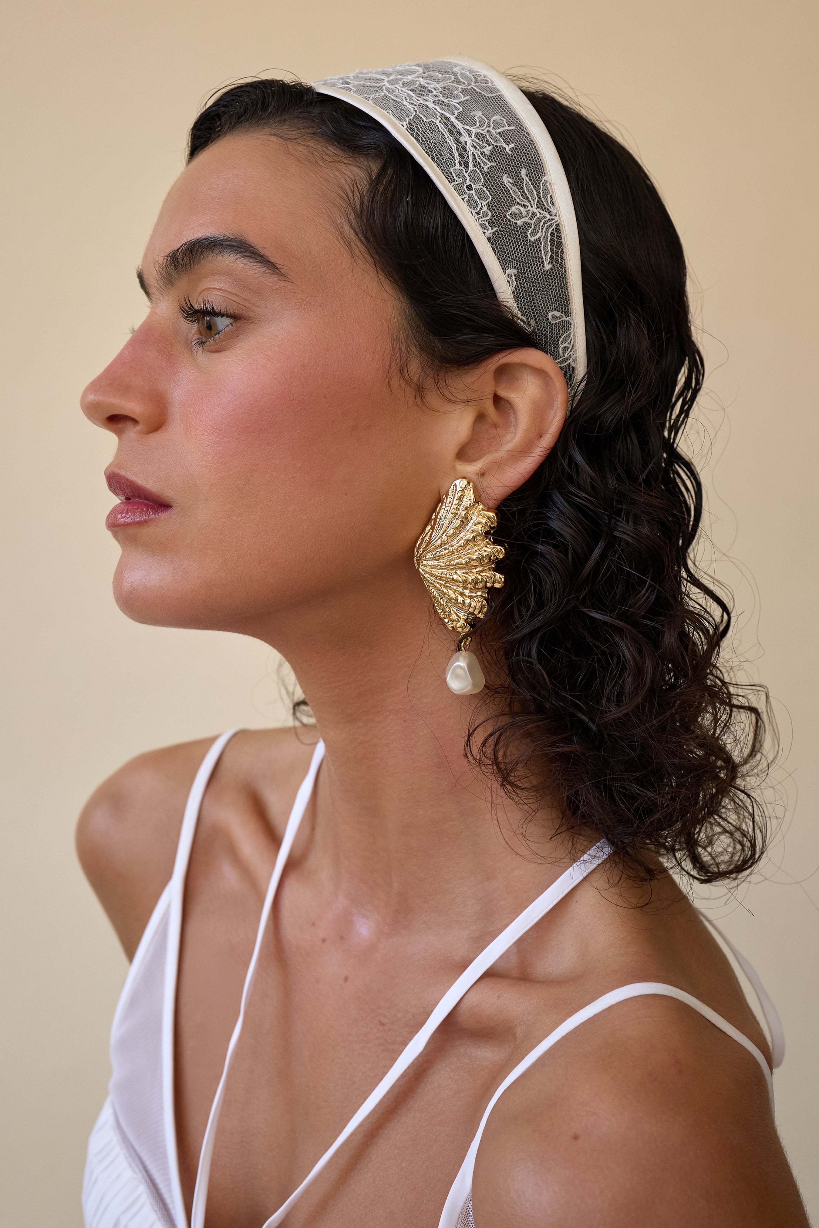 Giselle Lace Wide Headband for Women - Elegant Stretchable Hair Accessory for Weddings, Parties & Everyday Wear
