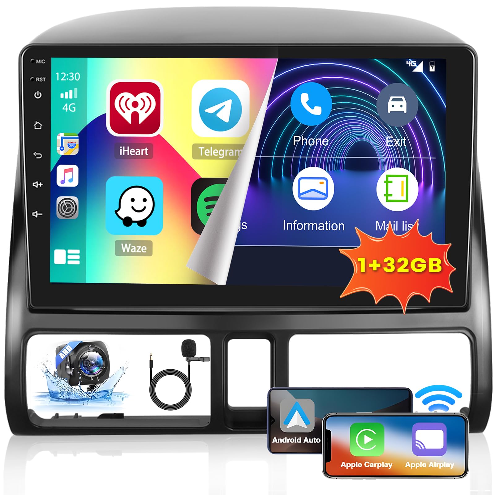 Hikity 9 Inch Android 13 Car Stereo for 2002-2006 Honda CRV - Wireless CarPlay & Android Auto, GPS Navigation, Touch Screen, WiFi, Bluetooth, FM, Backup Camera - Perfect for Upgrading Your CRV's Entertainment System