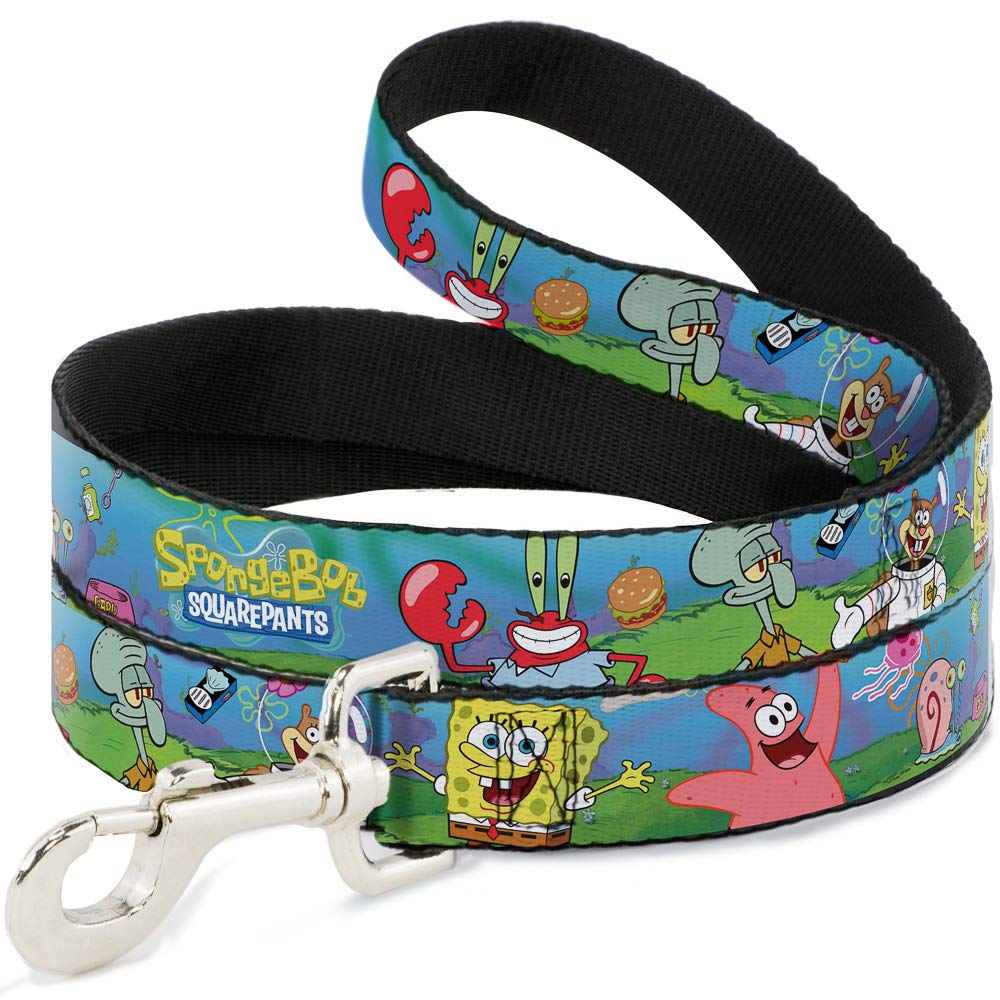 Buckle-Down SpongeBob & Friends Pet Leash - 4ft Long, 1.5in Wide - Durable Dog Walking Leash for Small & Medium Dogs - Perfect for Beach Walks & Park Adventures