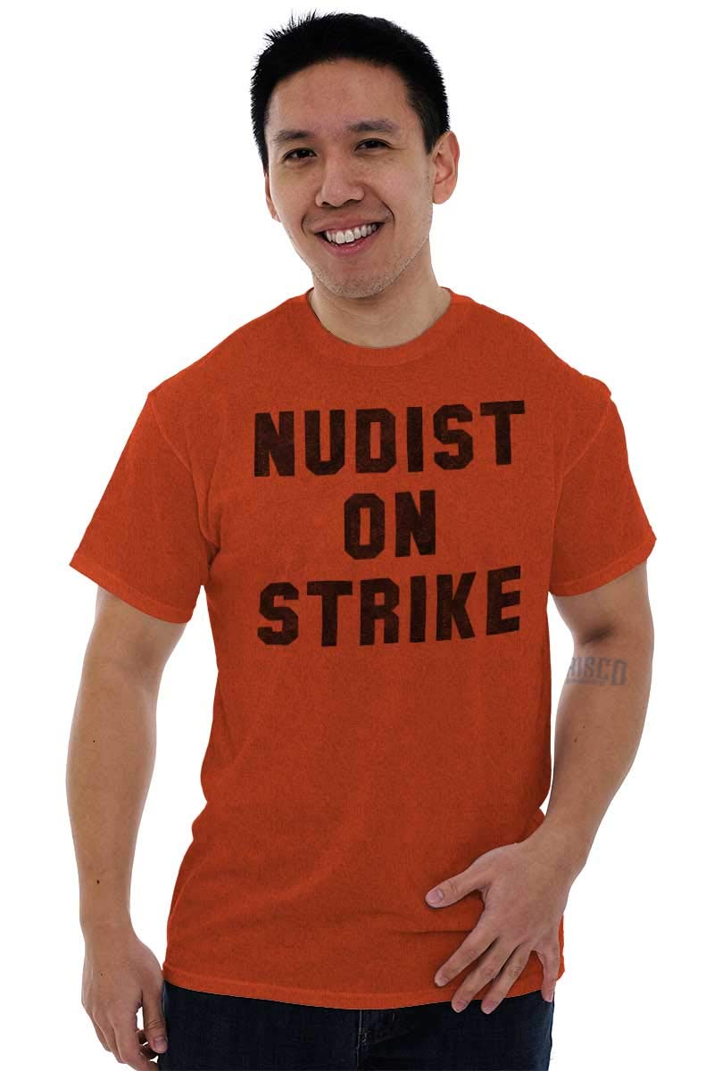 Brisco Brands Nudist Strike Graphic T-Shirt - Cute Gym Workout Tee for Men & Women - Perfect for Workouts, Casual Wear & Street Style