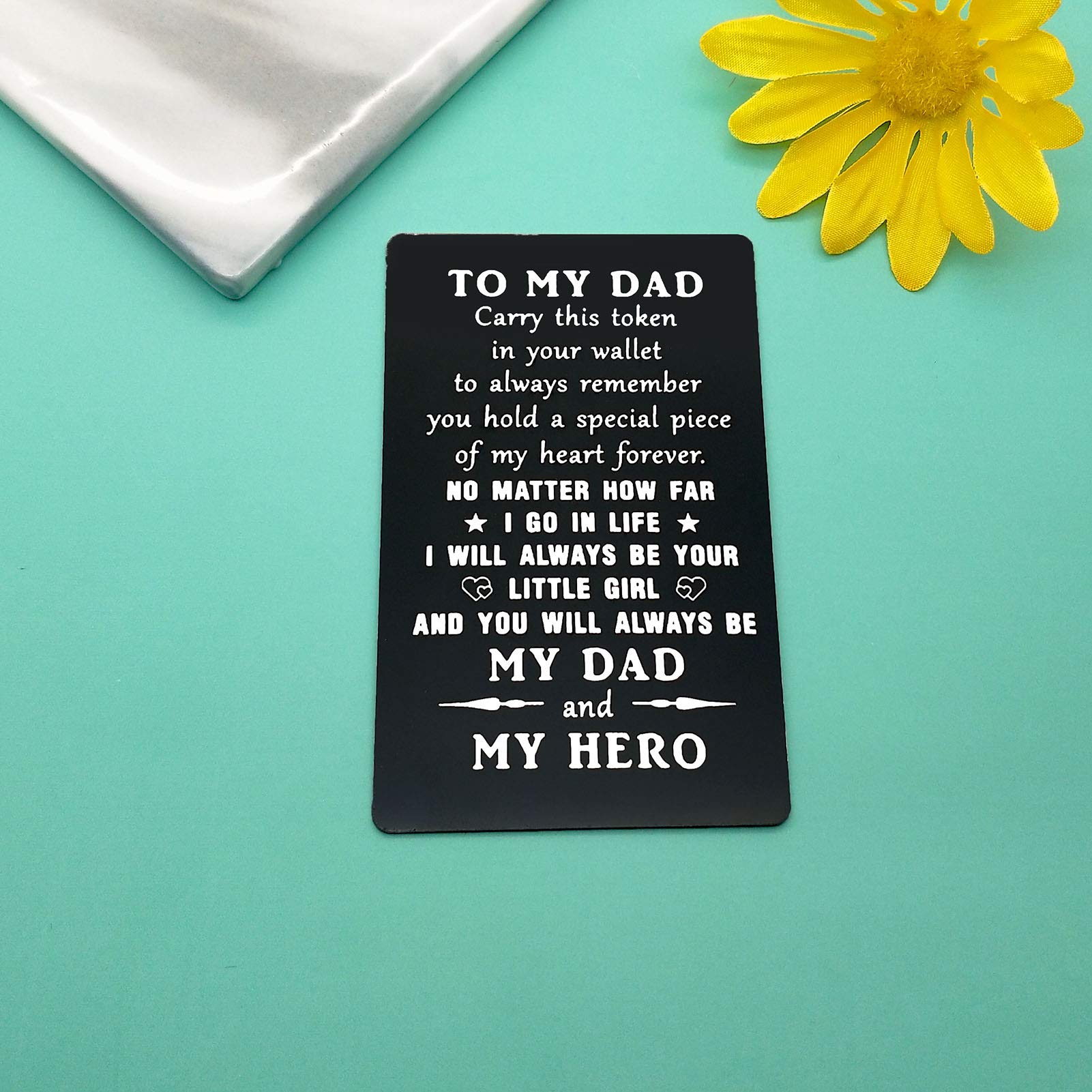Personalized Engraved Metal Wallet Insert Card - Best Birthday, Father's Day & Valentine's Gift for Dad | Thoughtful Present from Daughter/Son | Perfect for Deployment, Wedding & Special Occasions | Durable Men's Wallet Accessory for Everyday Use