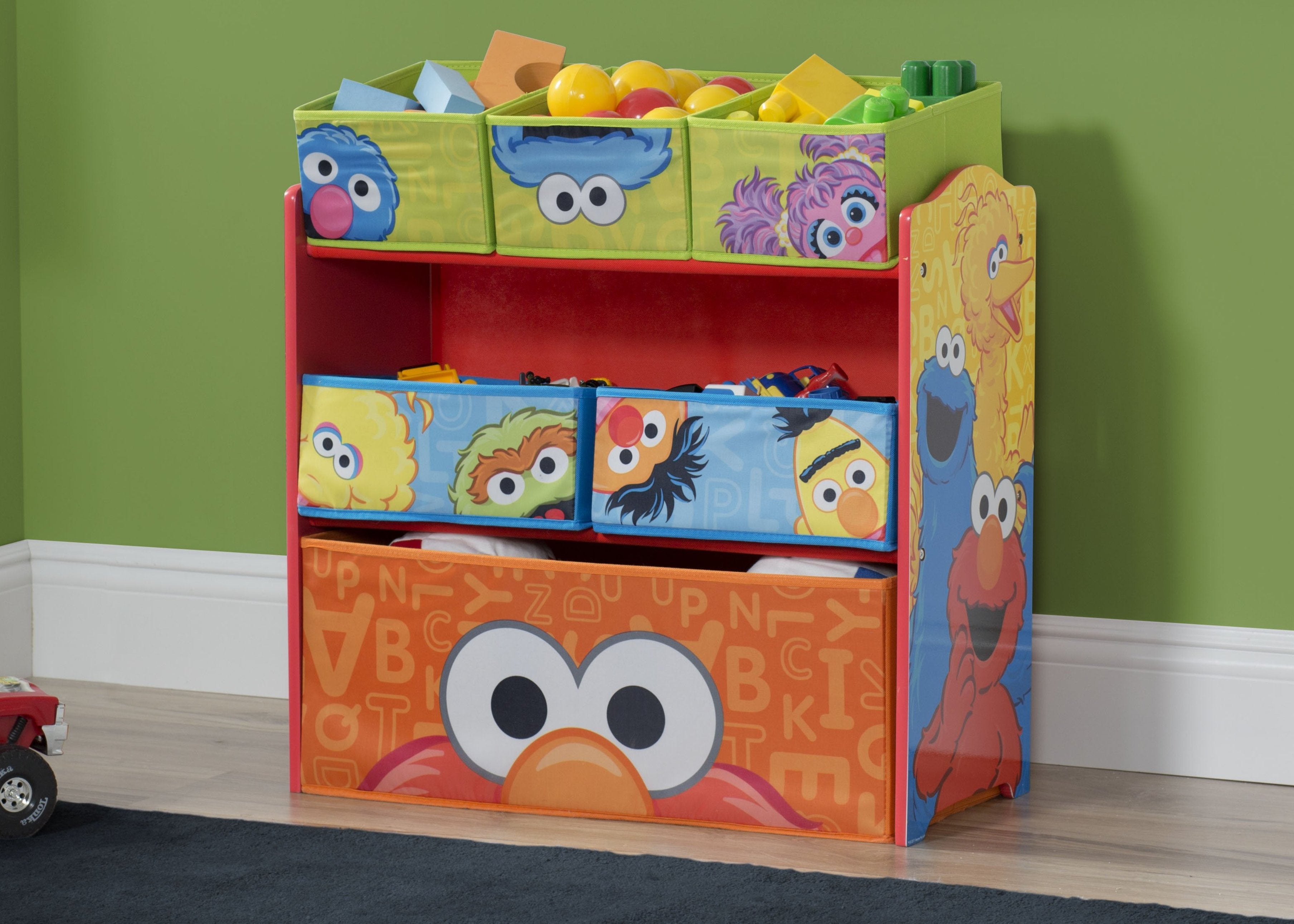 Sesame Street Kids Toy Storage Organizer - Multi Bin Toy Box for Playroom & Nursery Organization - Perfect for Toddler Toys, Books & Baby Essentials