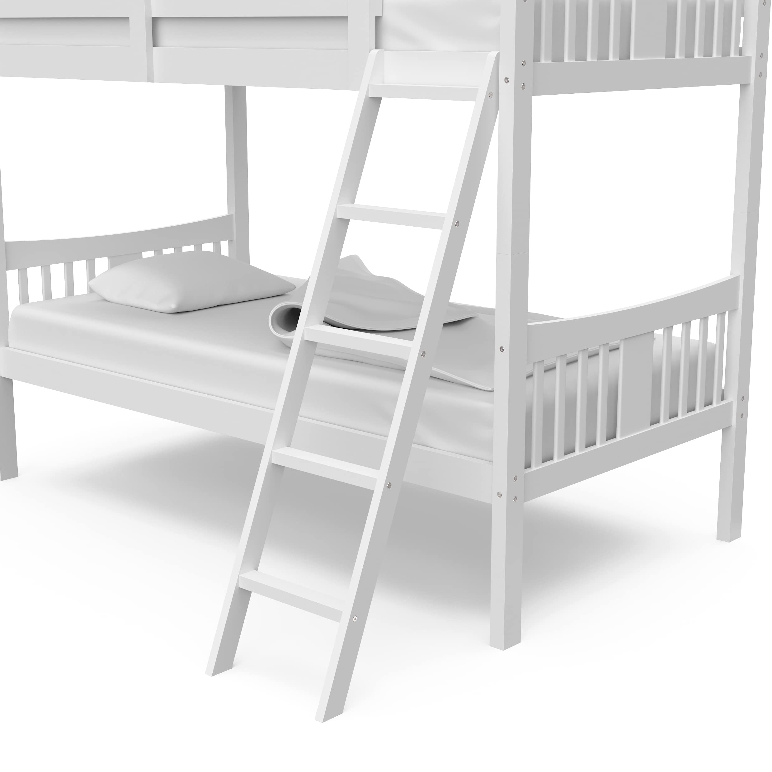 Storkcraft Caribou Twin Over Twin Bunk Bed for Kids - GREENGUARD Gold Certified, Convertible to 2 Separate Twin Beds, Sturdy White Wooden Bunk Bed | Perfect for Kids' Bedrooms, Shared Rooms & Sleepovers