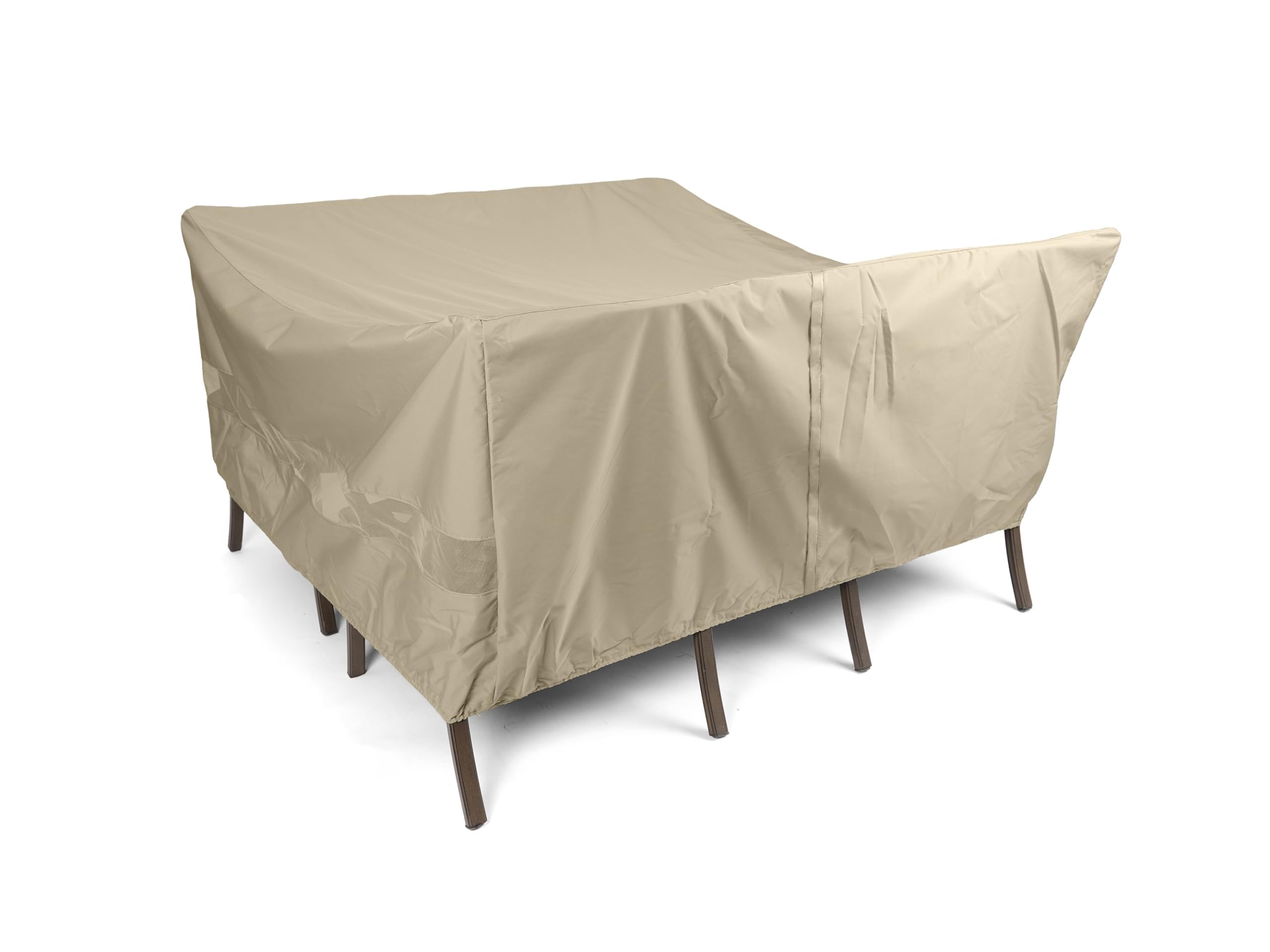 Waterproof Square Dining Table and Chair Cover Set - 66x66x30 Inch Outdoor Patio Furniture Protector with Mesh Ventilation, Khaki Polyester - Perfect for Backyard, Garden, and Poolside Use