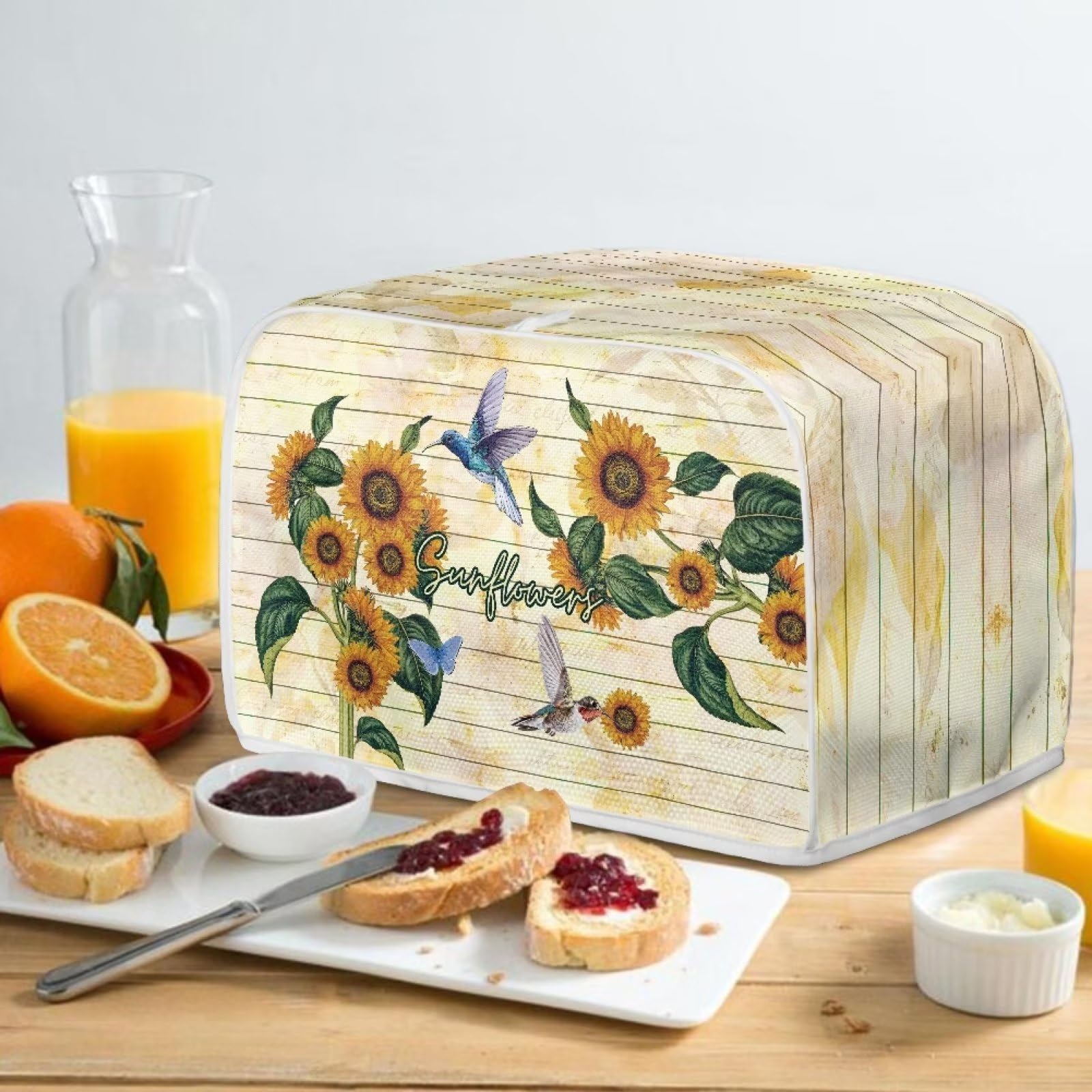 Sunflower Bird 4-Slice Toaster Cover - Stain Resistant Bakeware Protector & Decorative Kitchen Accessory for Bread Makers - Perfect for Breakfast, Tea Time, and Kitchen Decor